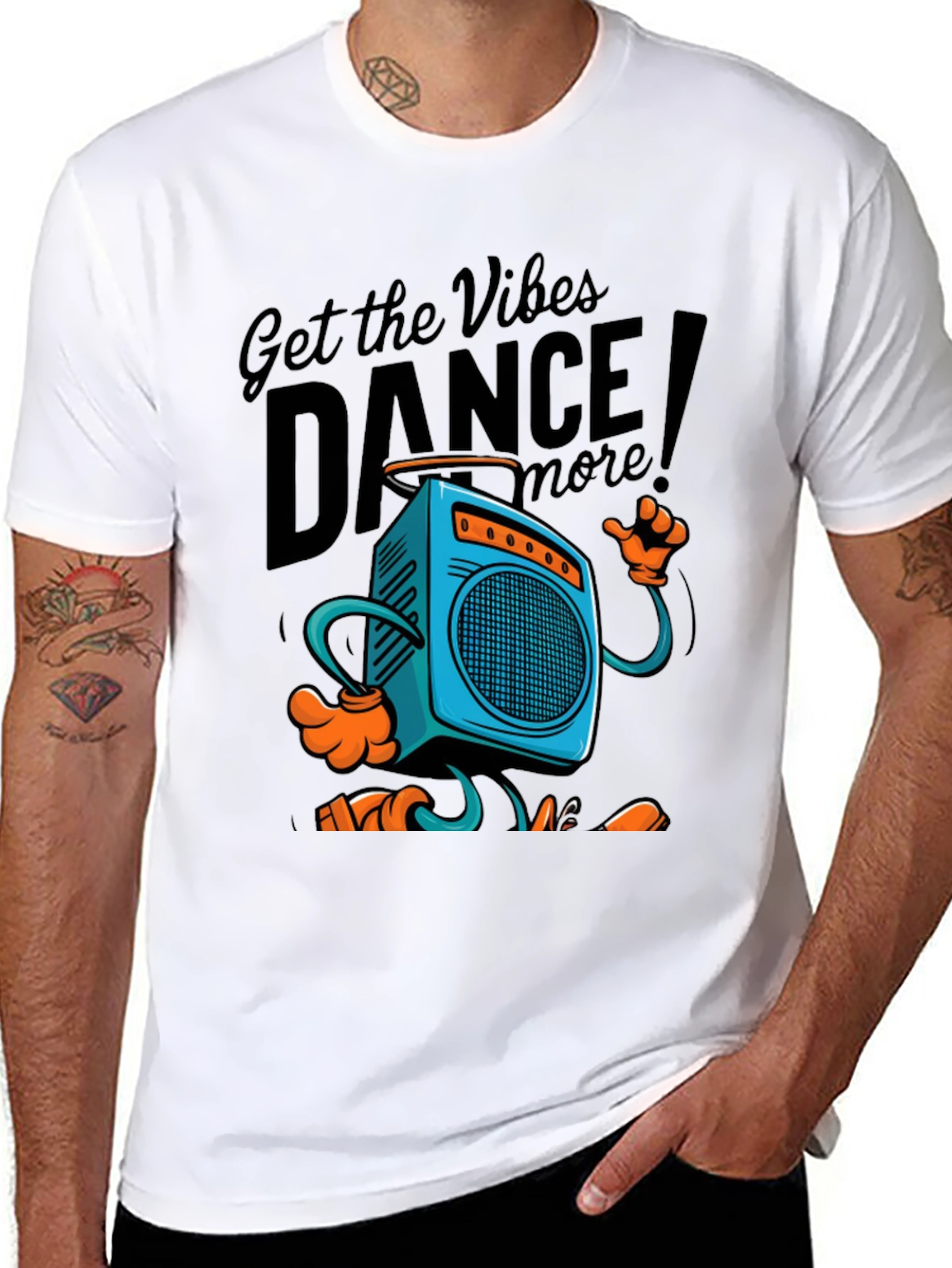 Black Retro Boombox Dance T-Shirt - Get the Vibes! view 8