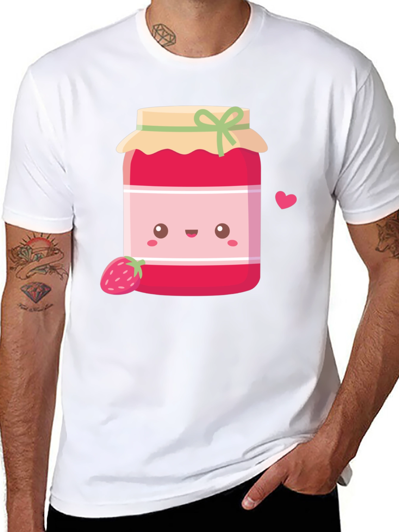 Black Cute Kawaii Strawberry Jam T-Shirt view 8