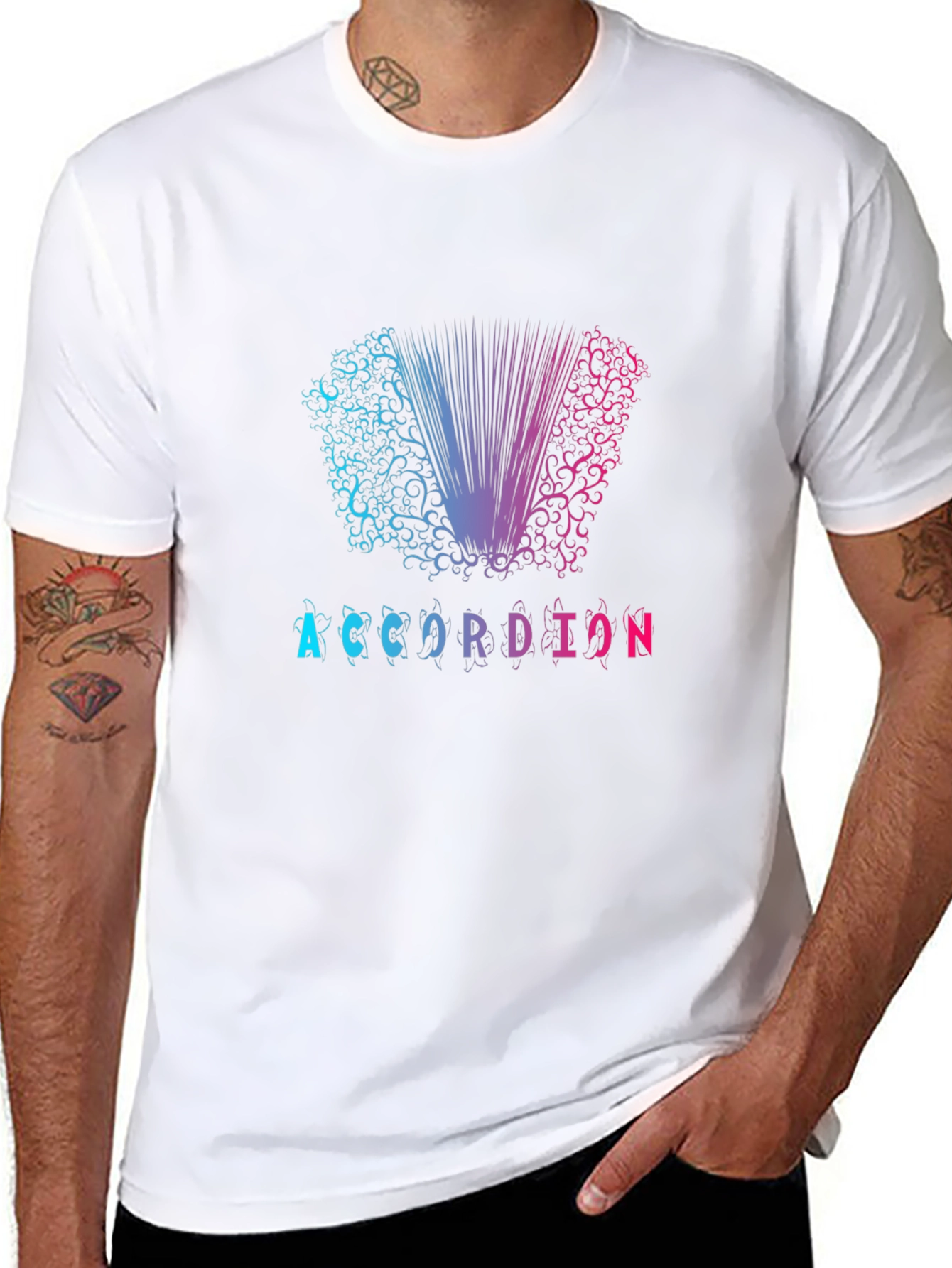 Black Accordion Graphic Print Black T-Shirt view 8
