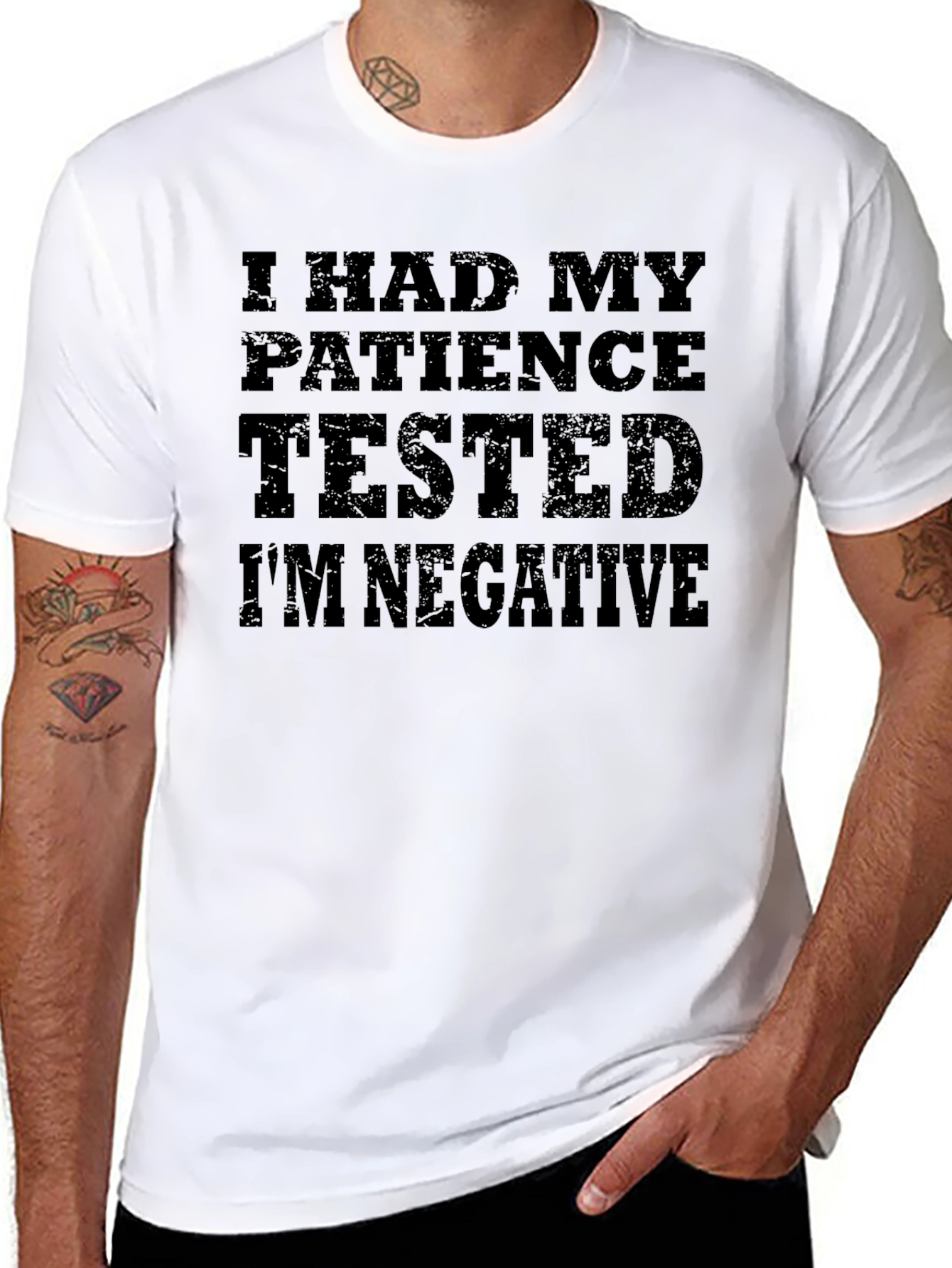 Black Patience Tested, I'm Negative - Funny Men's T-Shirt view 8