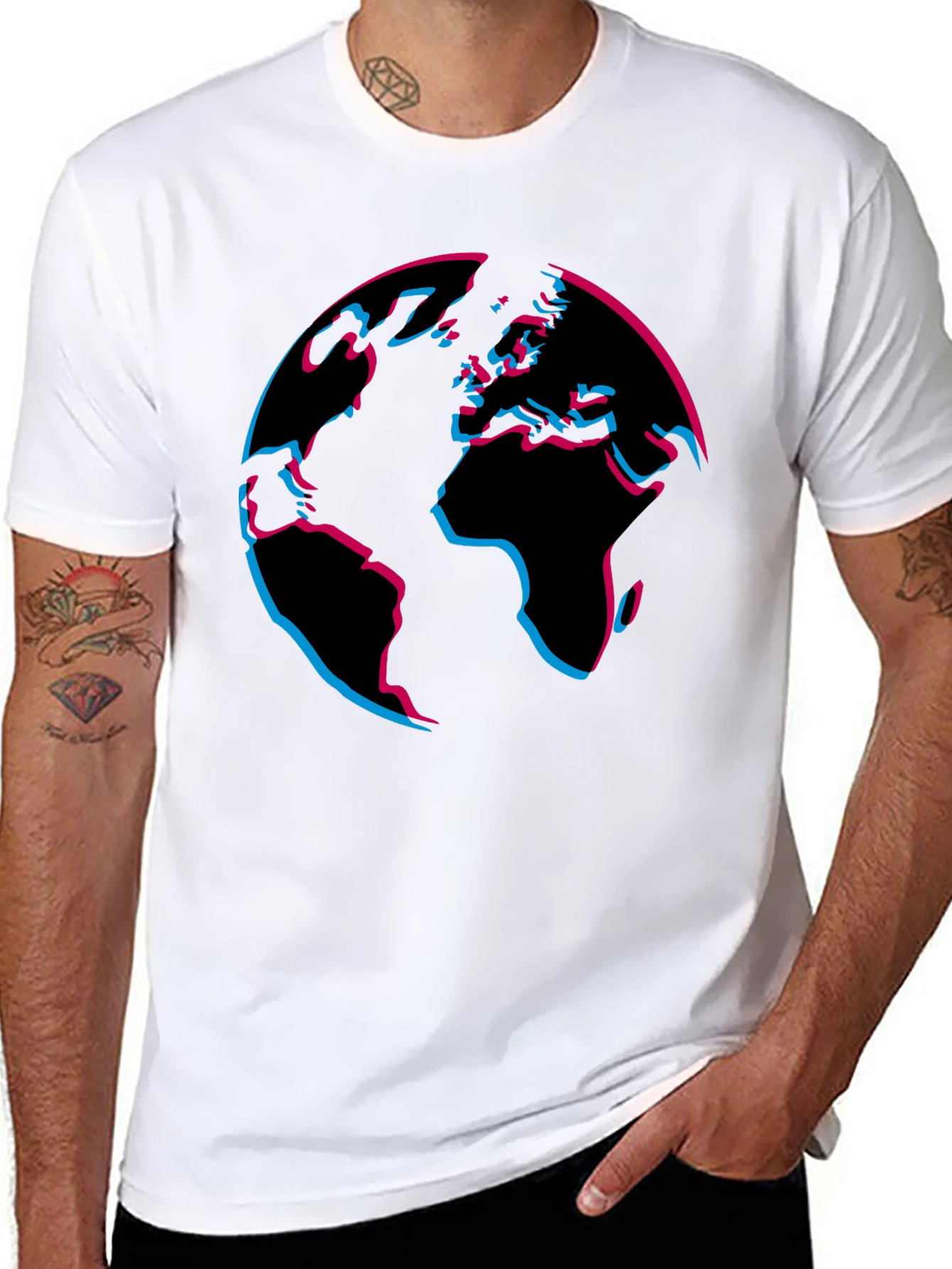 Black Abstract Earth Graphic Tee - Black view 8
