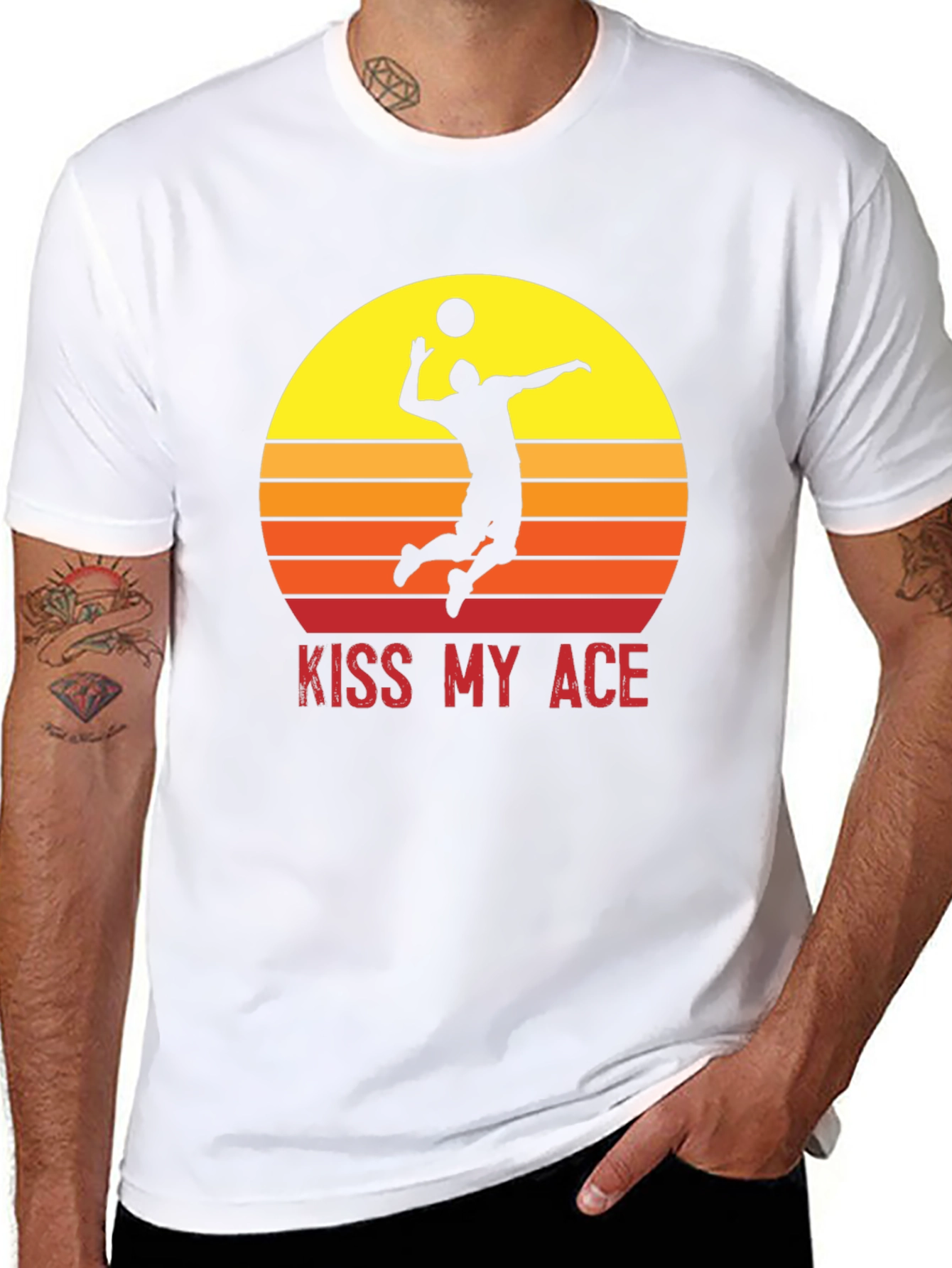 Black Kiss My Ace Volleyball T-Shirt Sunset Design view 8