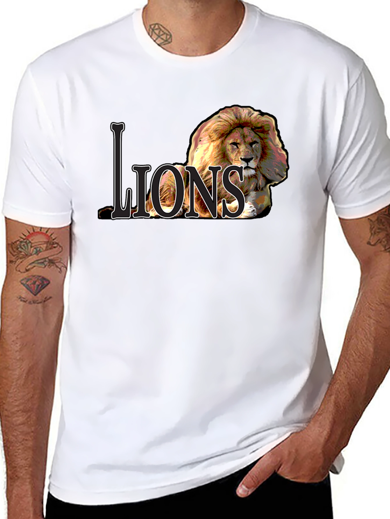 Black Lions Graphic Tee - Bold Lion Design view 8