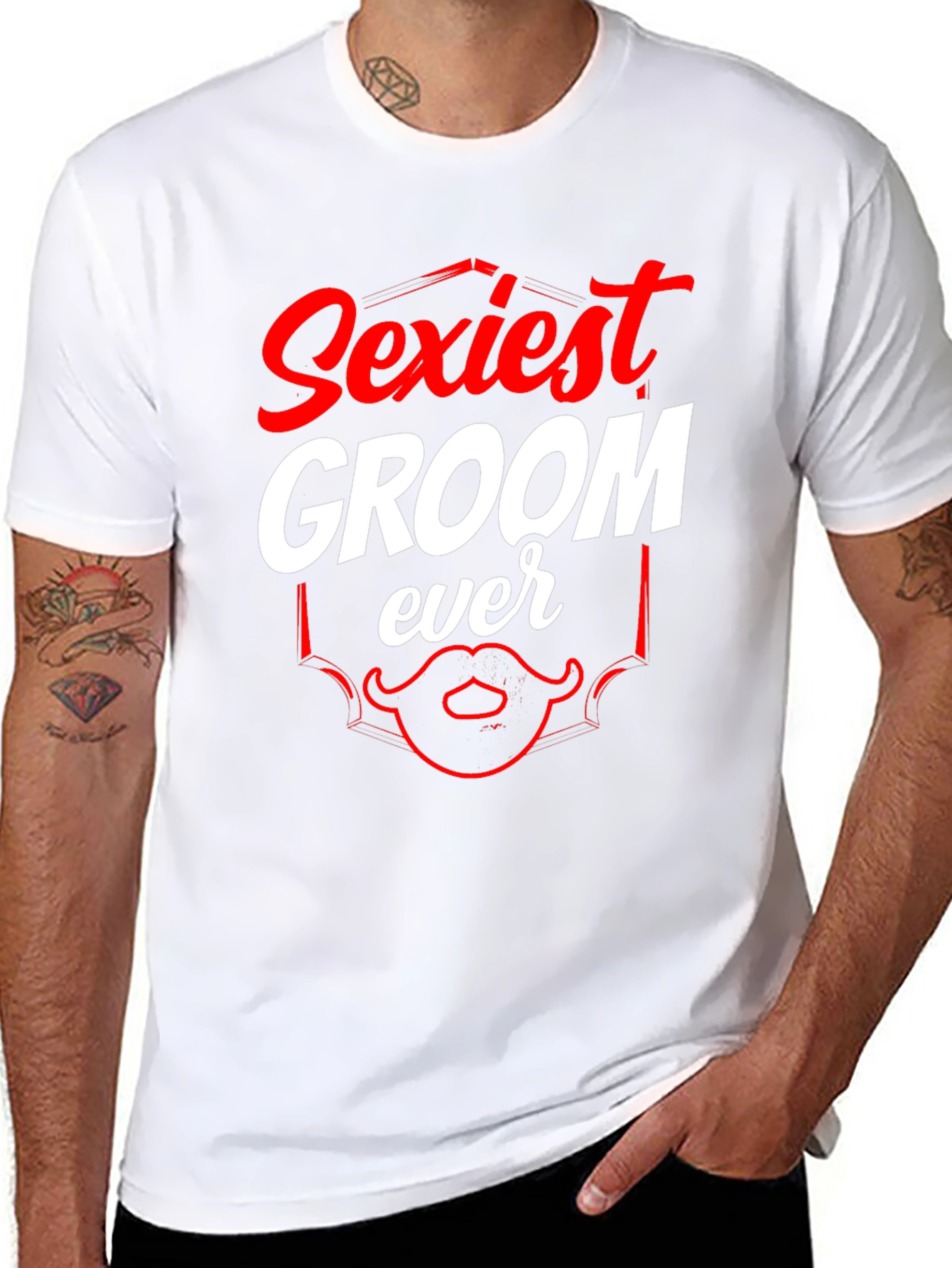 Black Sexiest Groom Ever T-Shirt, Funny Wedding Tee view 8
