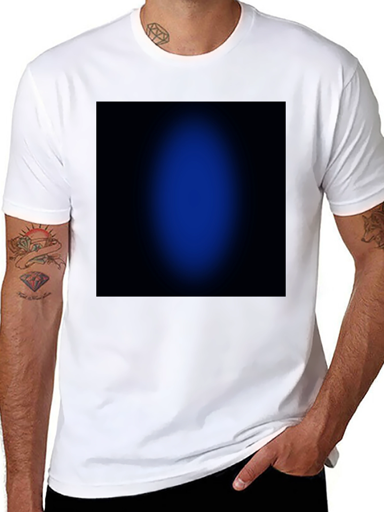 Black Black T-Shirt with Abstract Blue Design view 8