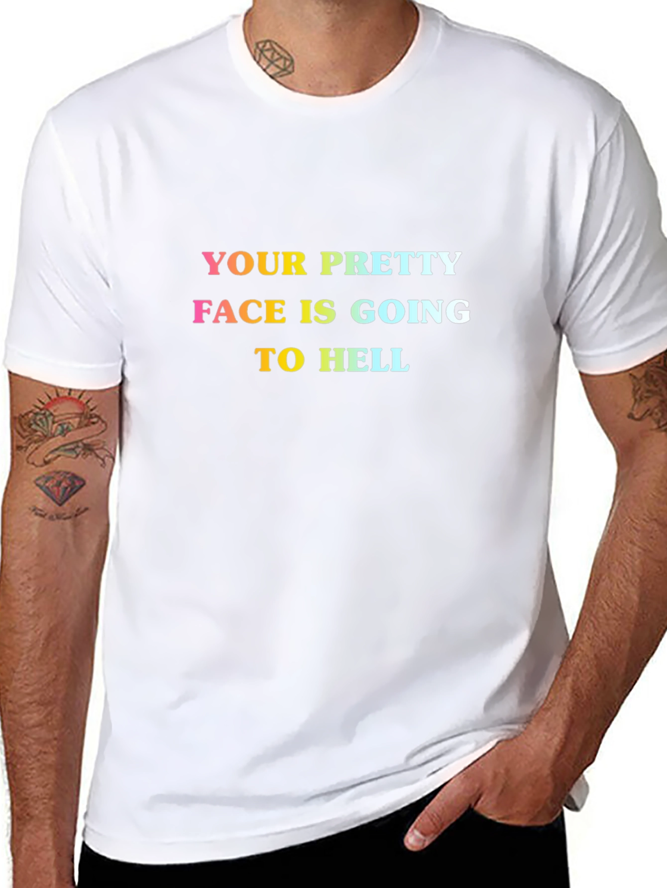 Black Funny "Your Pretty Face Is Going to Hell" Graphic Tee view 8