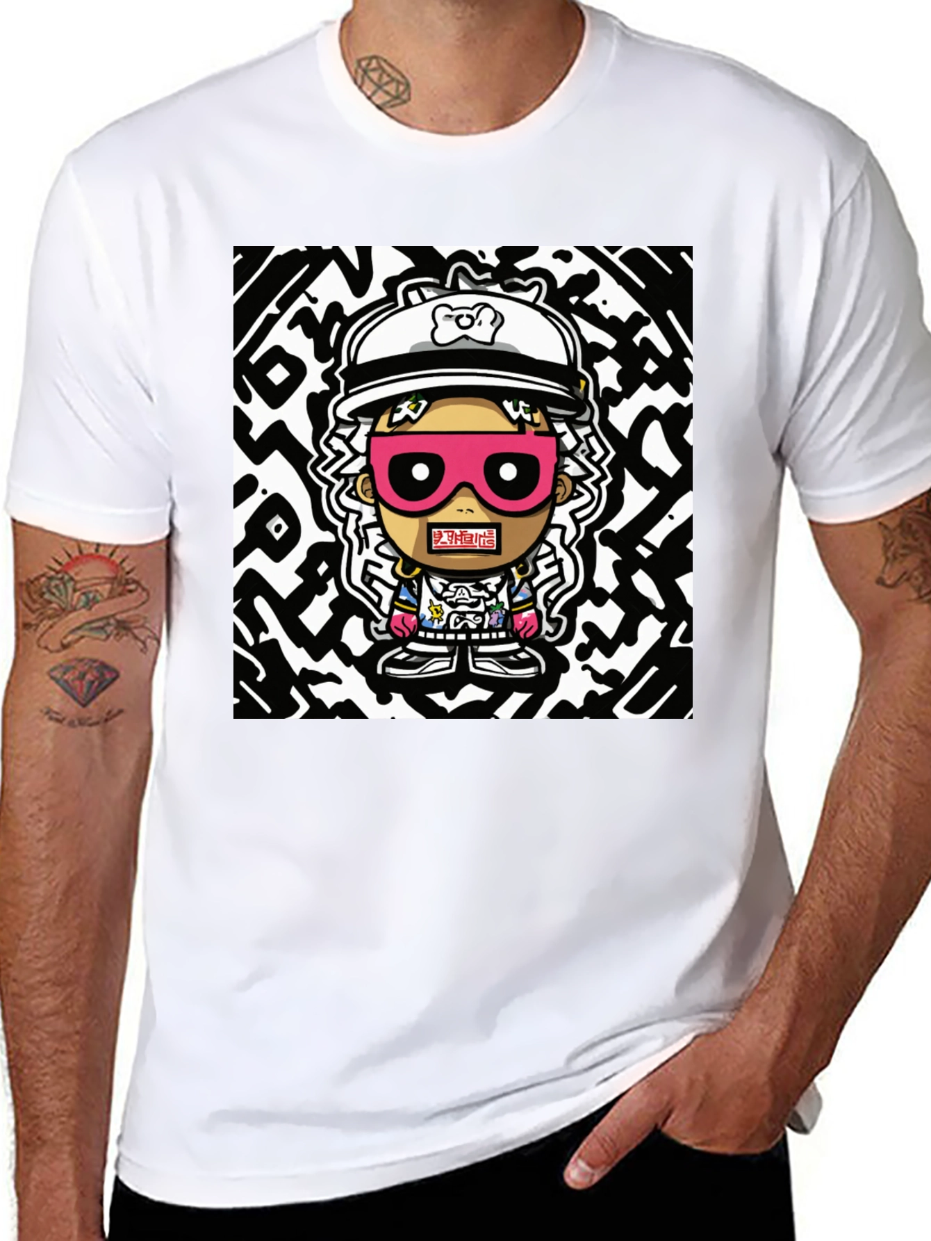 Black Cartoon Graphic Print T-Shirt view 8