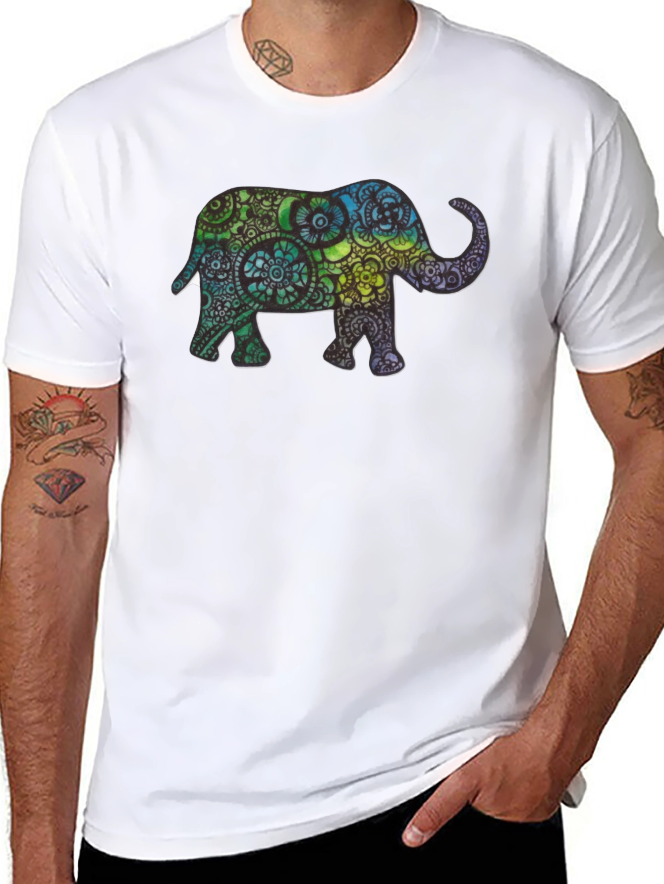 Black Elephant Mandala T-Shirt - Unique Graphic Tee view 8
