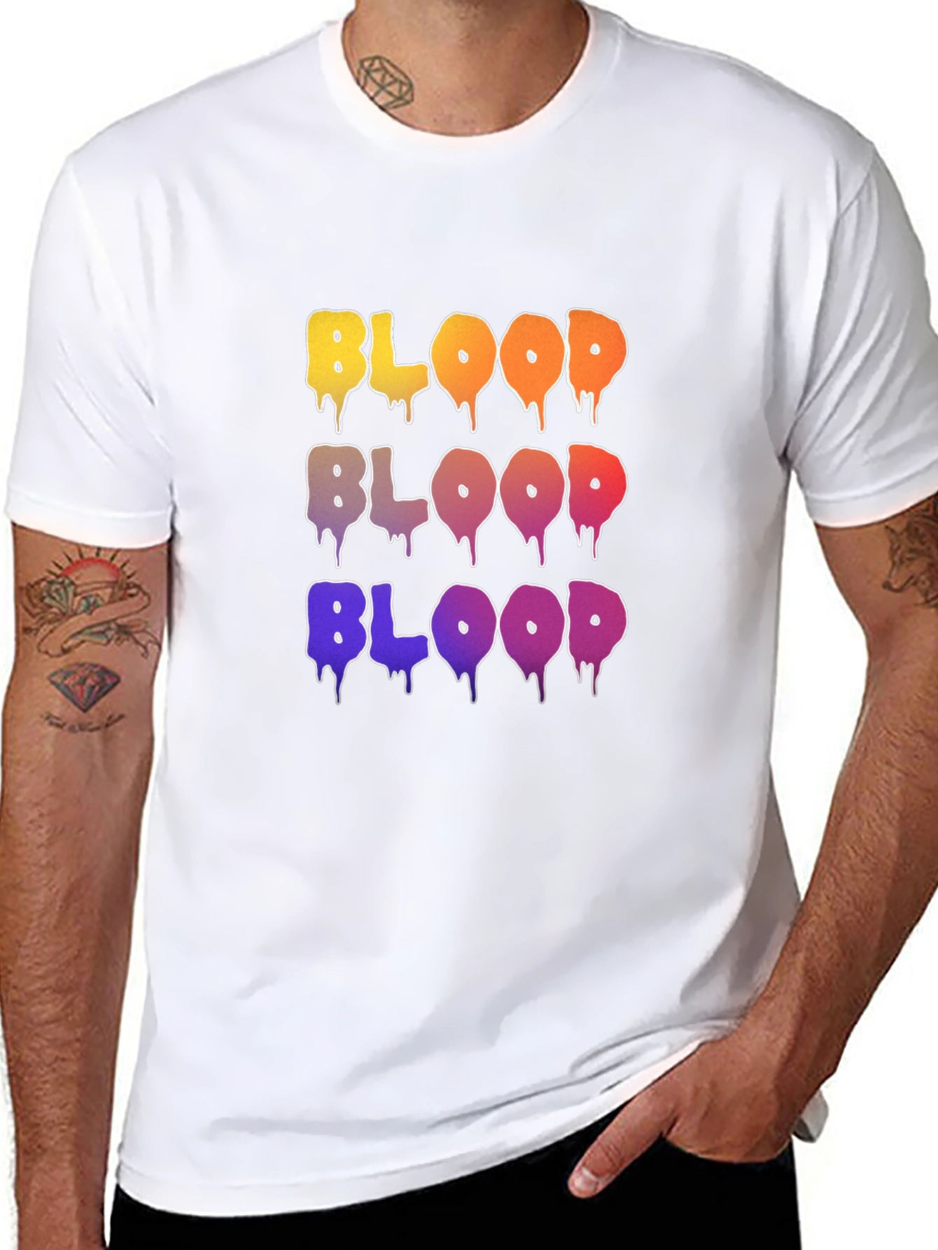 Black Colorful BLOOD Graphic T-Shirt view 8