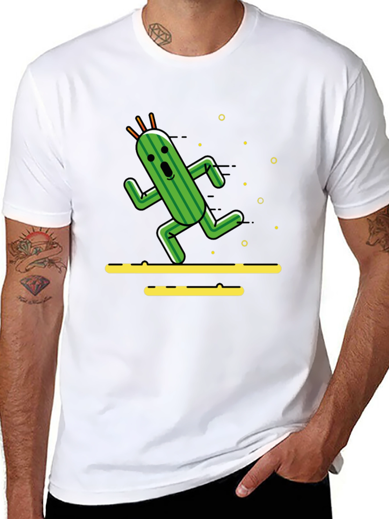 Black Running Cactus T-Shirt - Funny Graphic Tee view 8