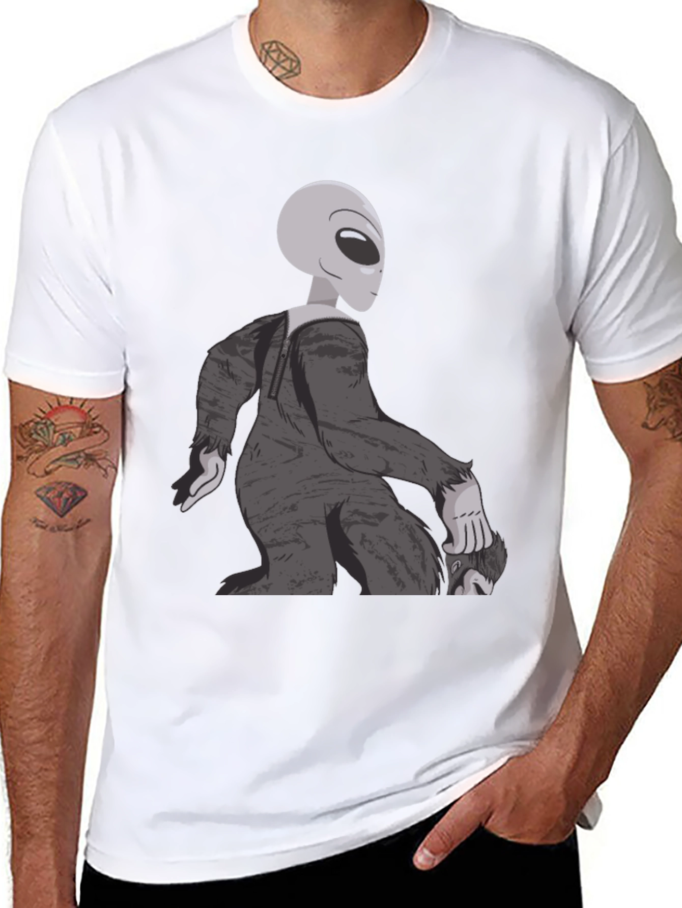 Black Alien Sasquatch T-Shirt - Bigfoot Abduction Tee view 8