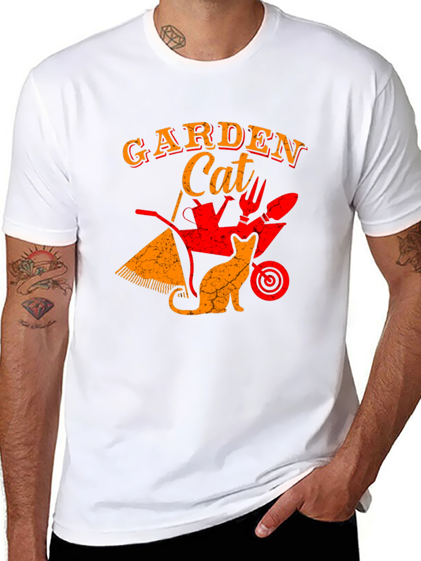 Black Garden Cat Graphic Tee - Gardening Lover T-Shirt view 8