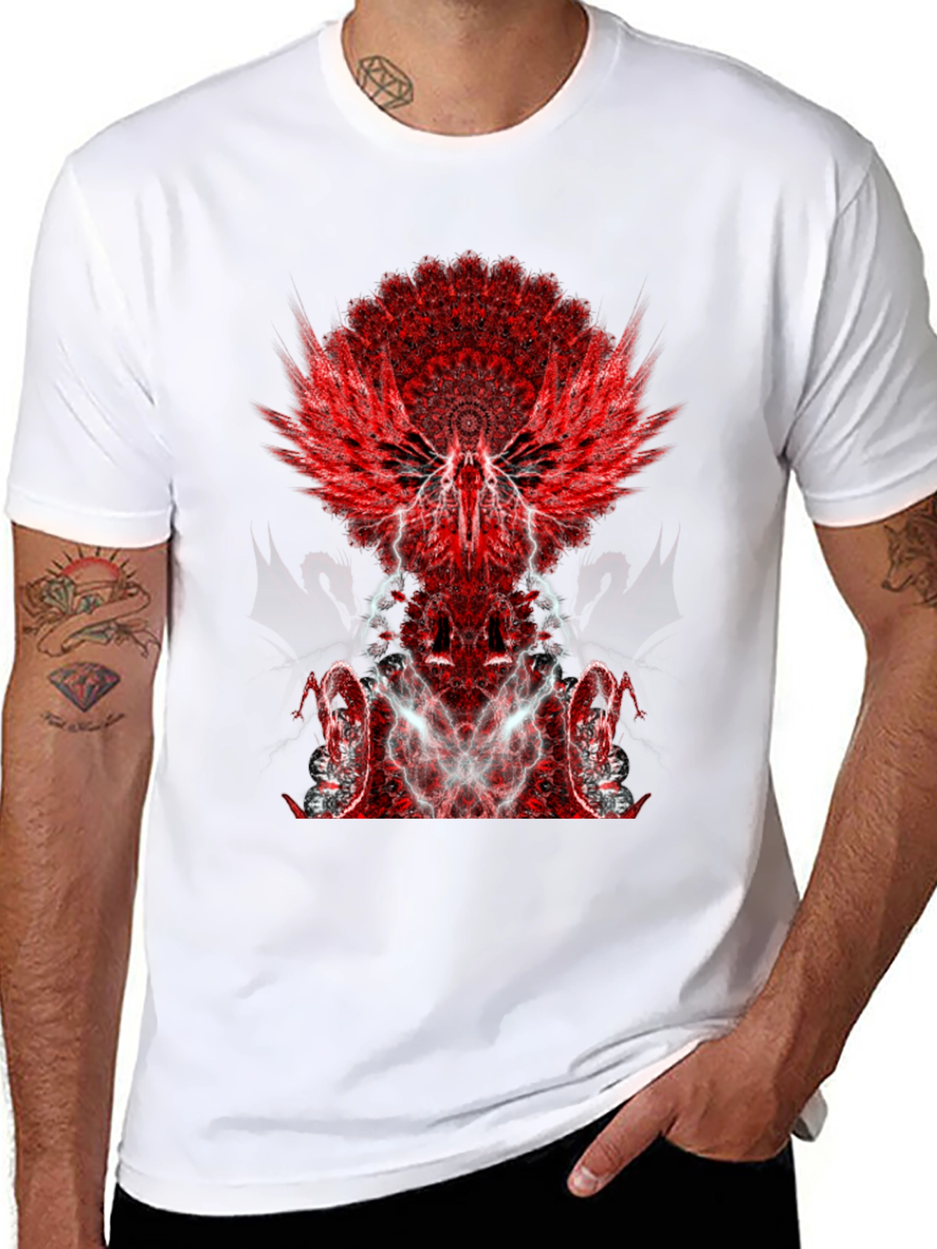 Black Winged Graphic Black T-Shirt view 8