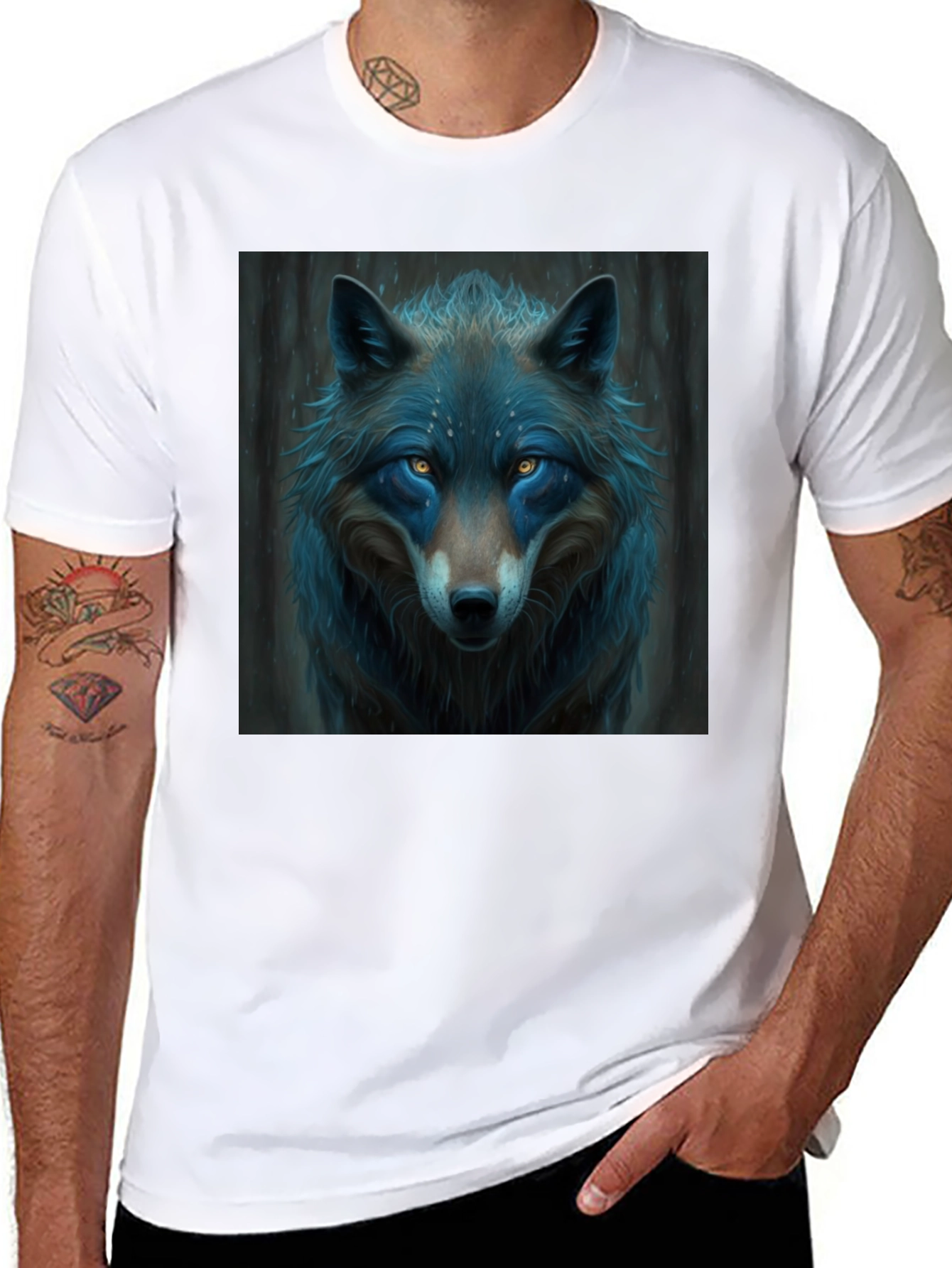 Black Wolf Graphic T-Shirt - Cool Animal Design view 8