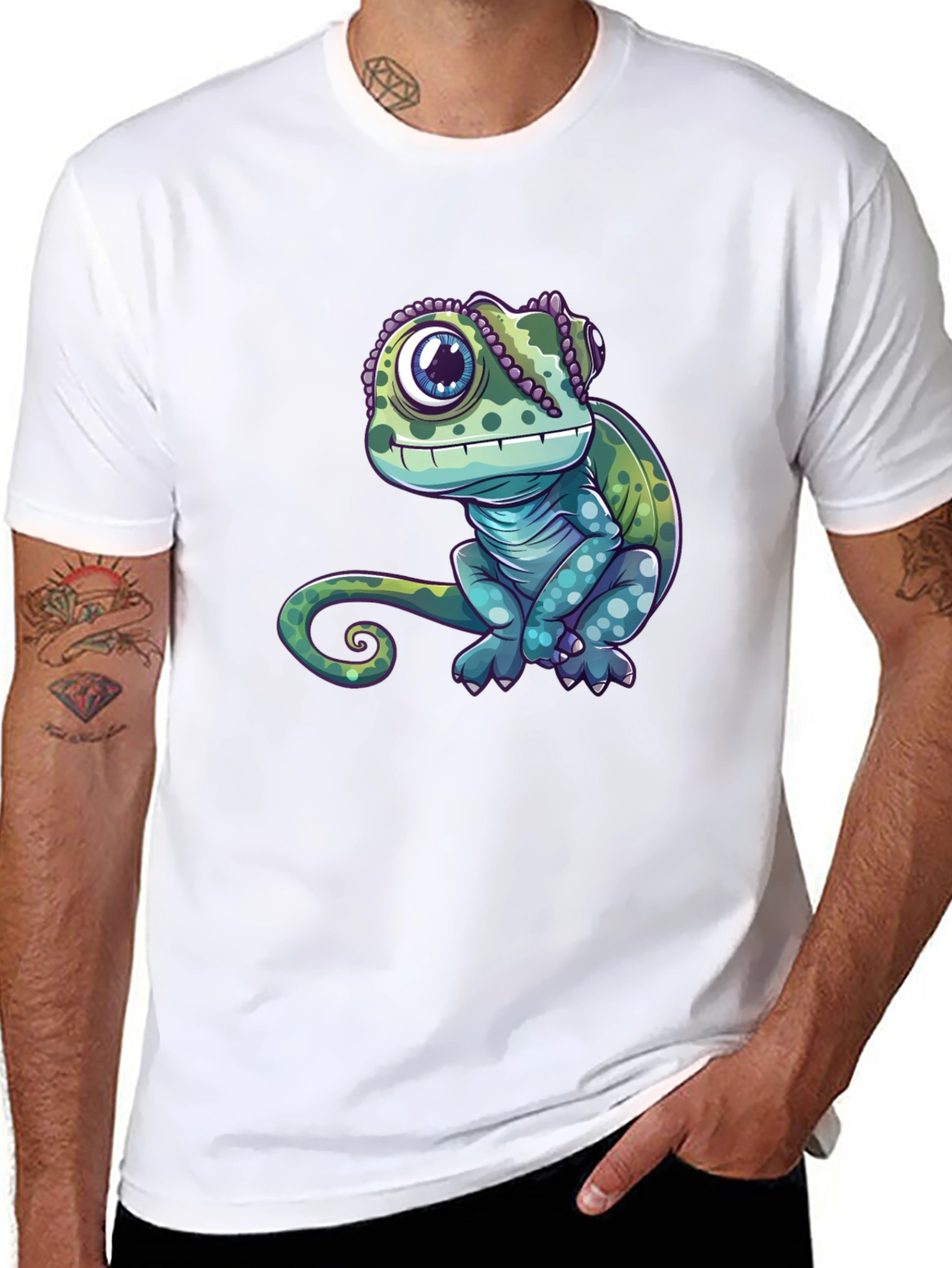 Black Chameleon Graphic Tee - Cute Reptile Design view 8