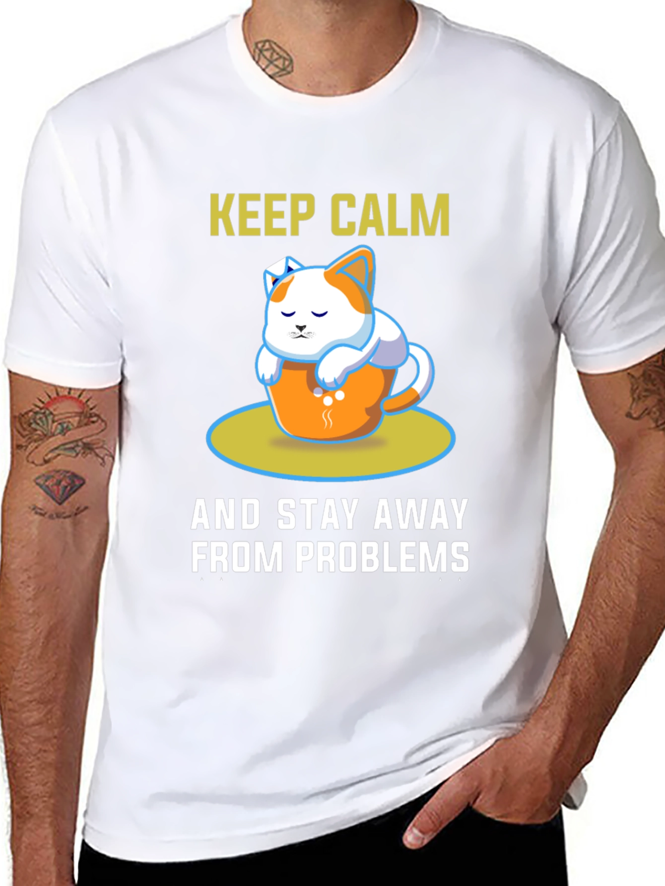 Black Keep Calm Cat T-Shirt view 8