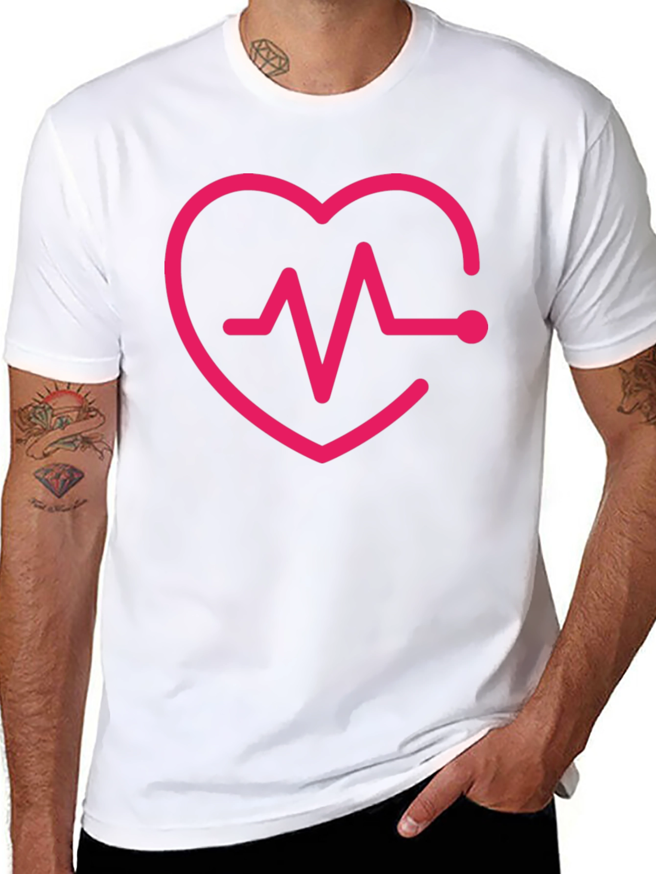 Black Heartbeat Heart Love Graphic T-Shirt view 8