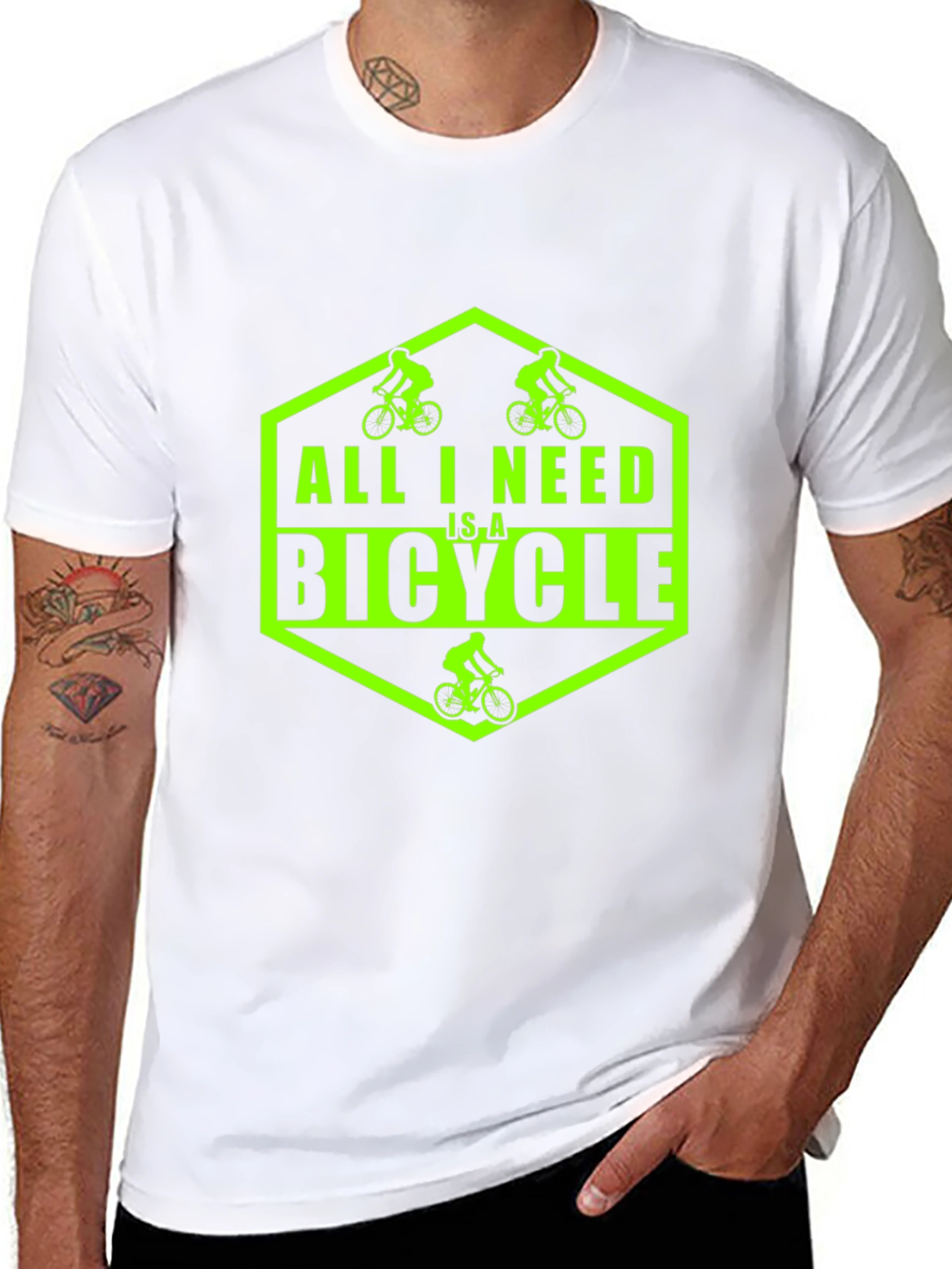 Black All I Need Is A Bicycle Graphic T-Shirt view 8