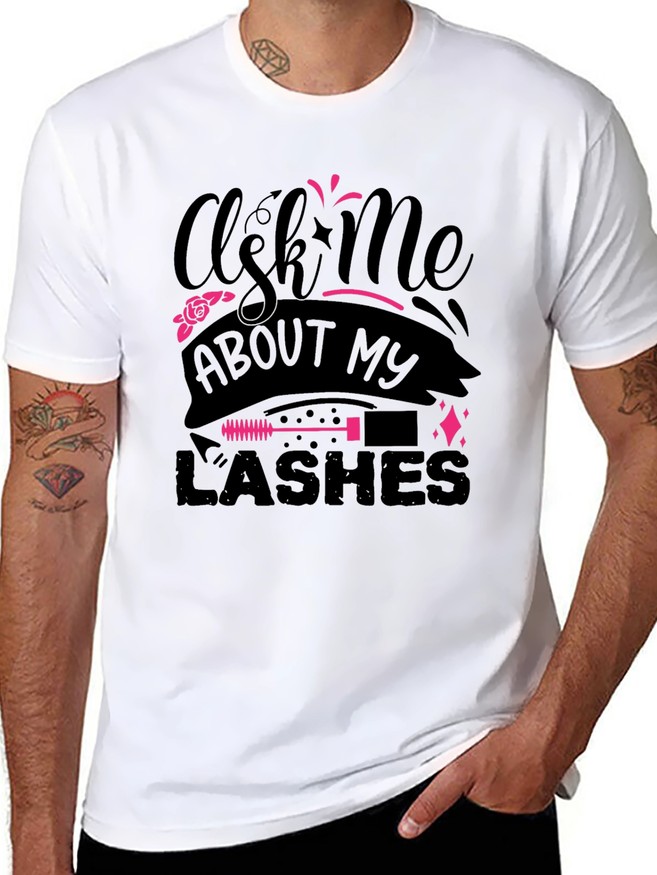 Black Ask Me About My Lashes Graphic Tee view 8