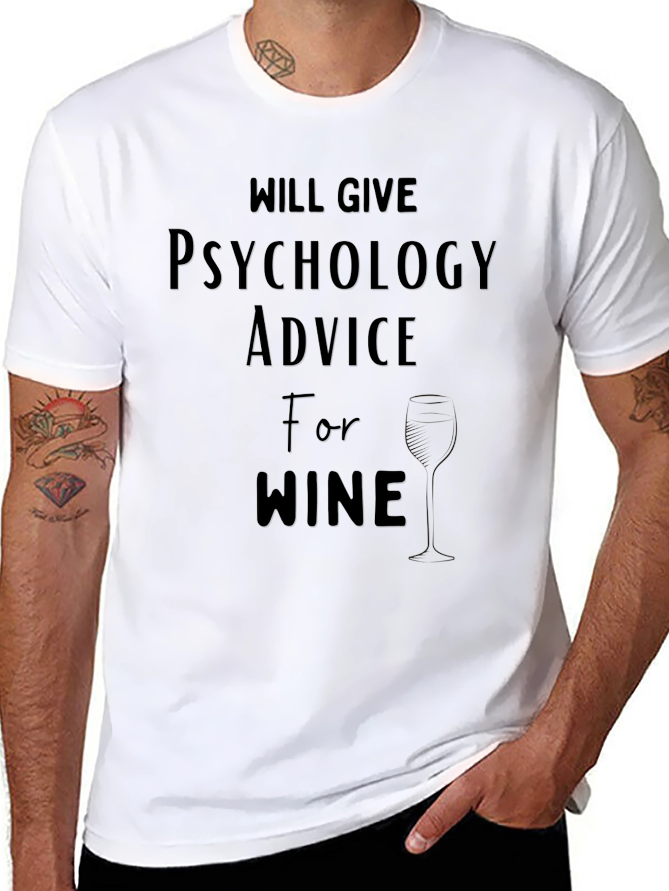 Black Psychology Advice For Wine Graphic T-Shirt view 8