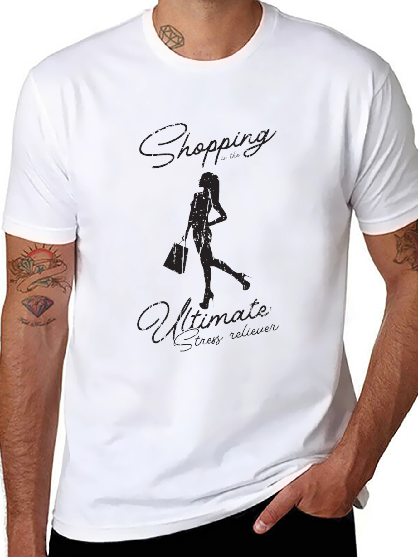 Black Shopping Ultimate Stress Reliever T-Shirt view 8
