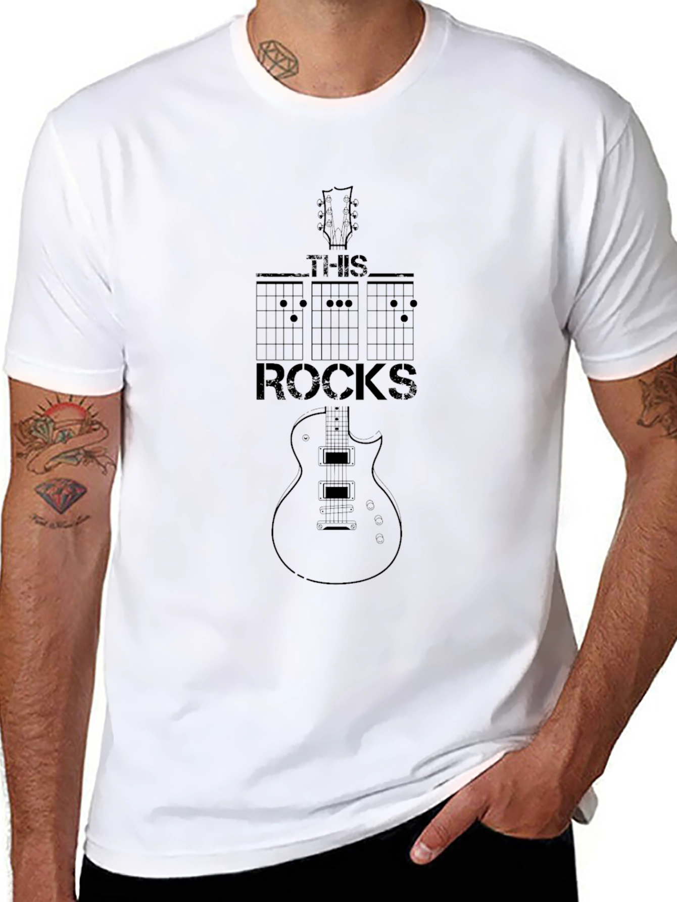 Black This Rocks Guitar T-Shirt - Musician's Apparel view 8