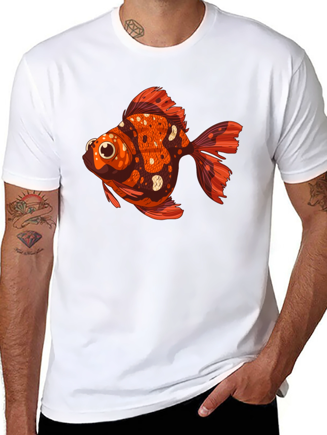 Black Goldfish Graphic Tee - Unique Animal T-Shirt view 8