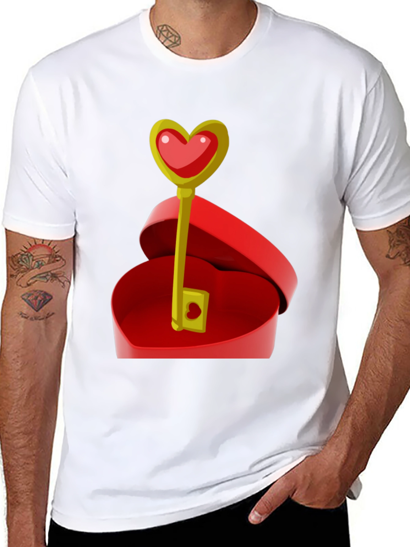 Black Heart Key Graphic Tee - Unlock Your Love! view 8