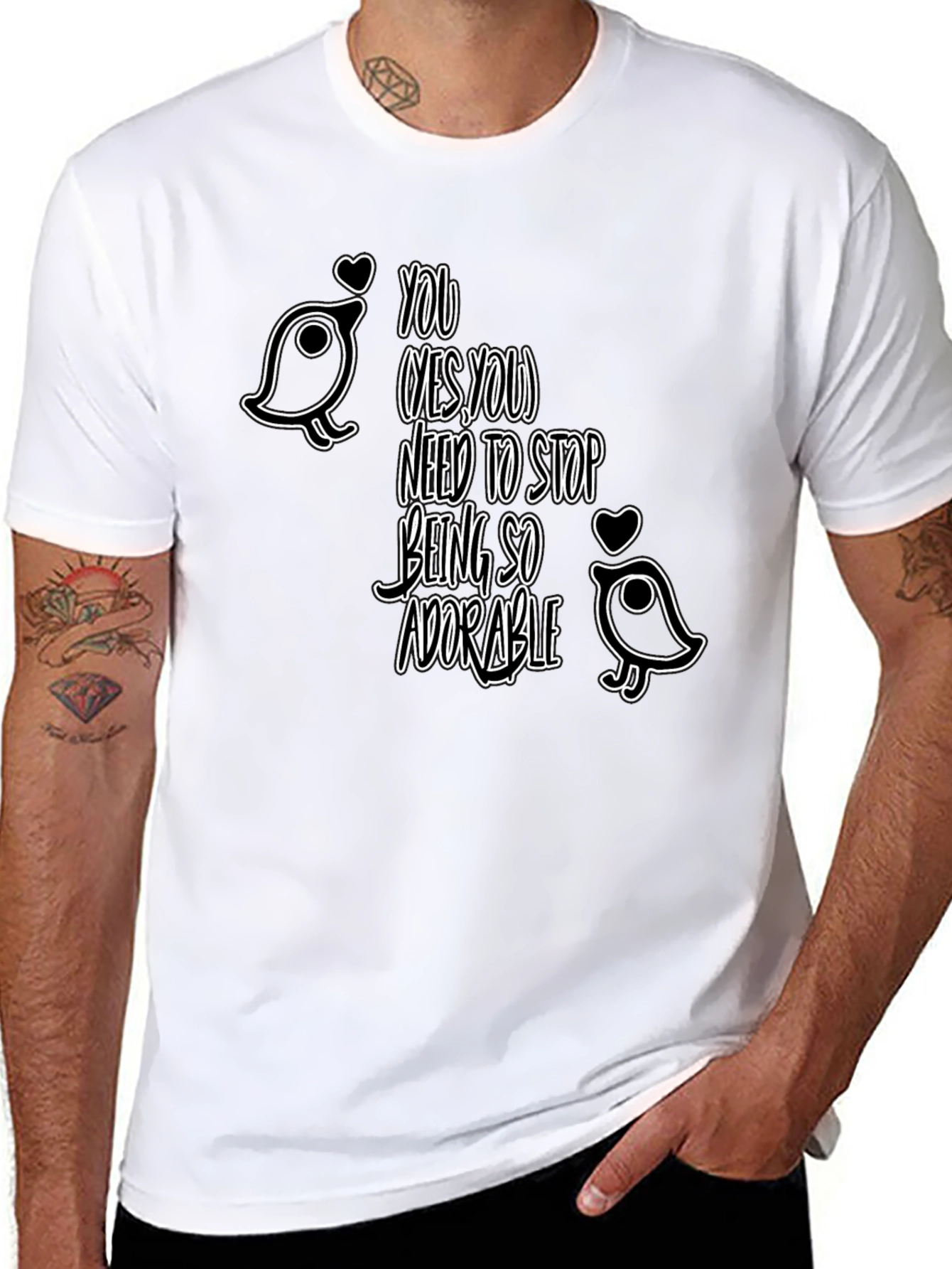 Black Adorable Bird Graphic Tee - Stop Being So Cute! view 8