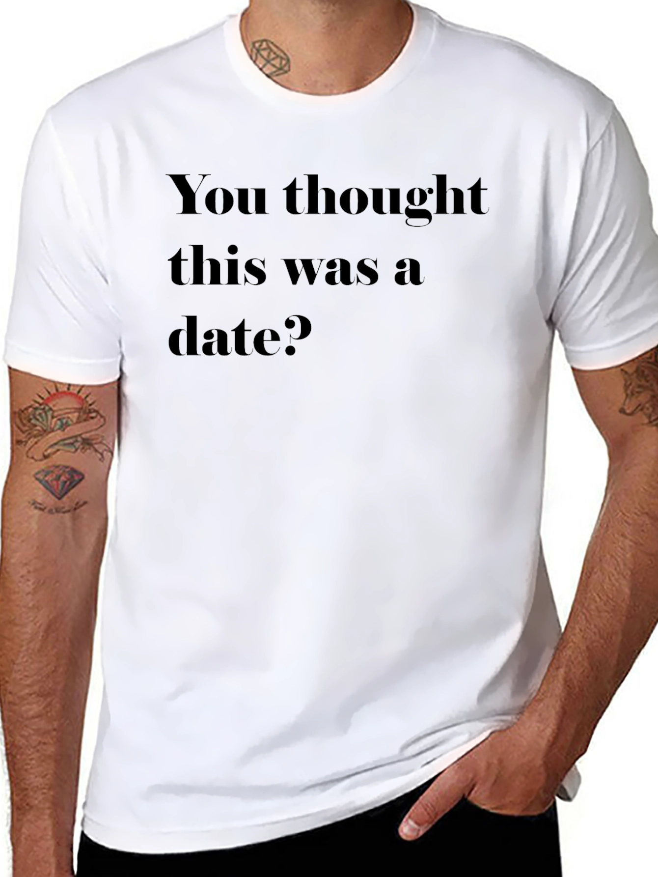 Black Humorous Graphic T-Shirt - You Thought This Was a Date? view 8