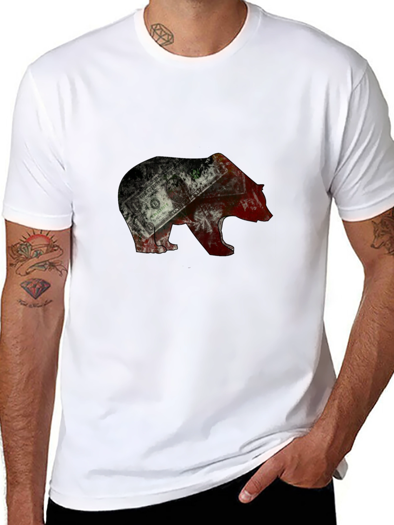Black Bear Graphic Men's T-Shirt - Black view 8