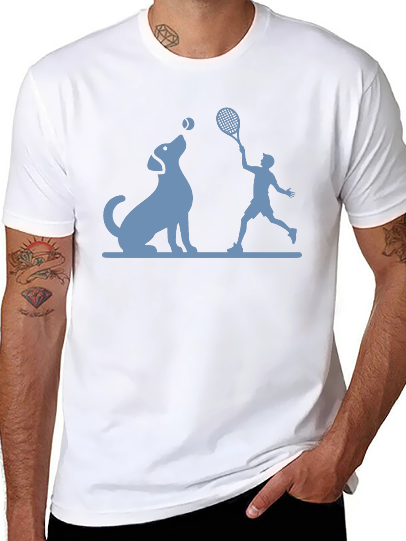 Black Dog & Tennis Player Graphic T-Shirt view 8