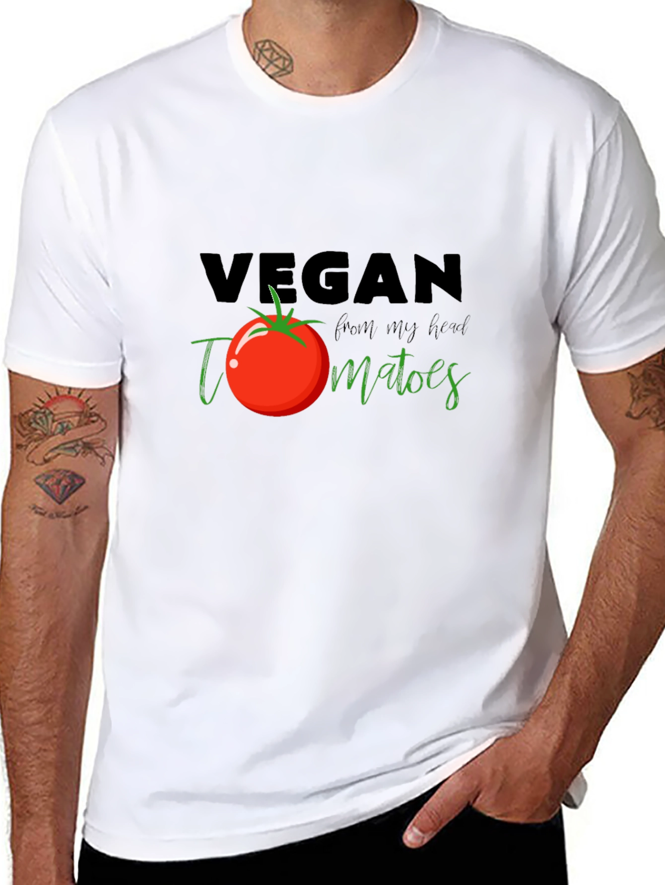 Black Vegan Tomato T-Shirt - Fresh From My Head Tee view 8