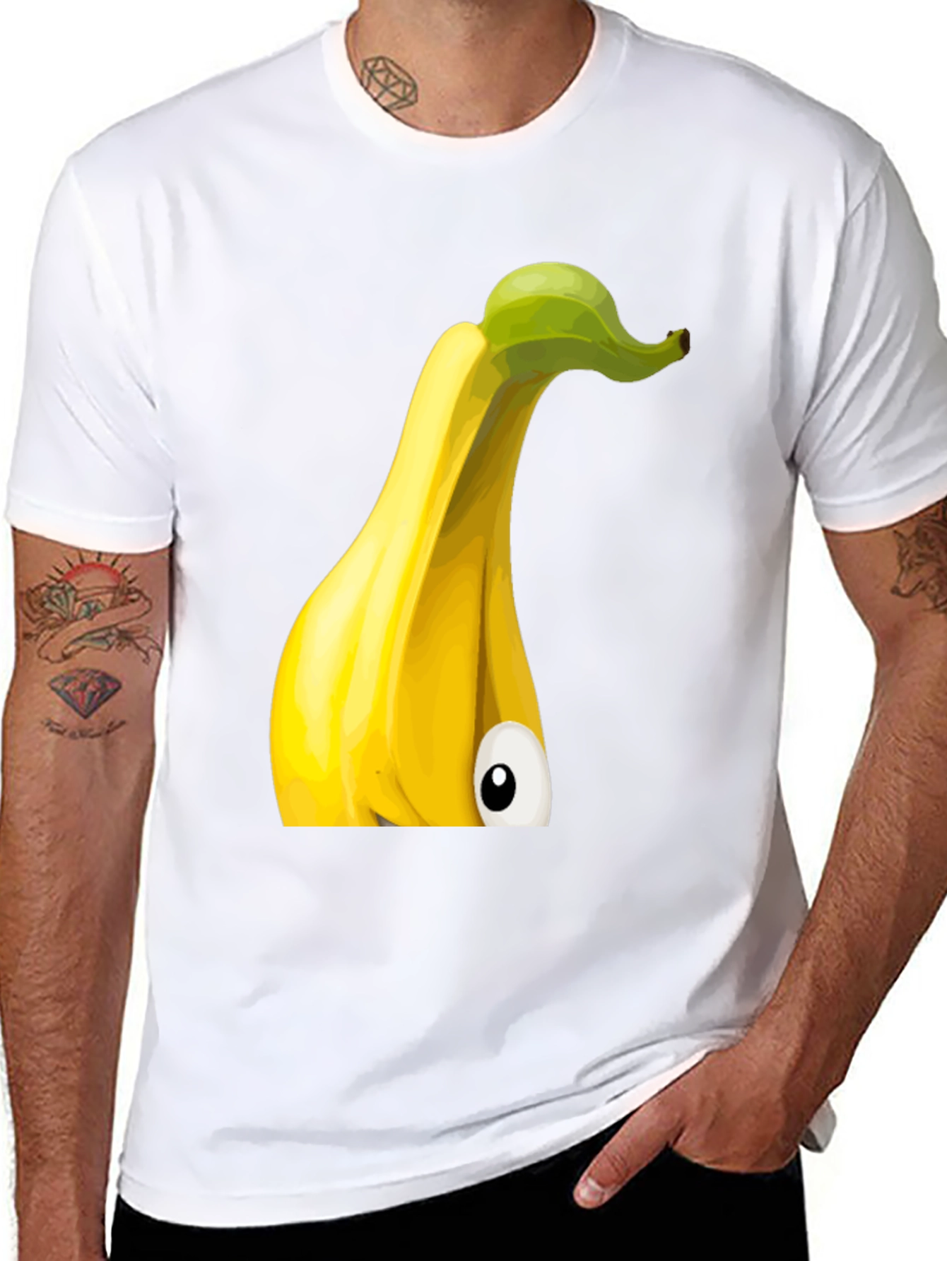 Black Funny Banana Cartoon Graphic T-Shirt view 8