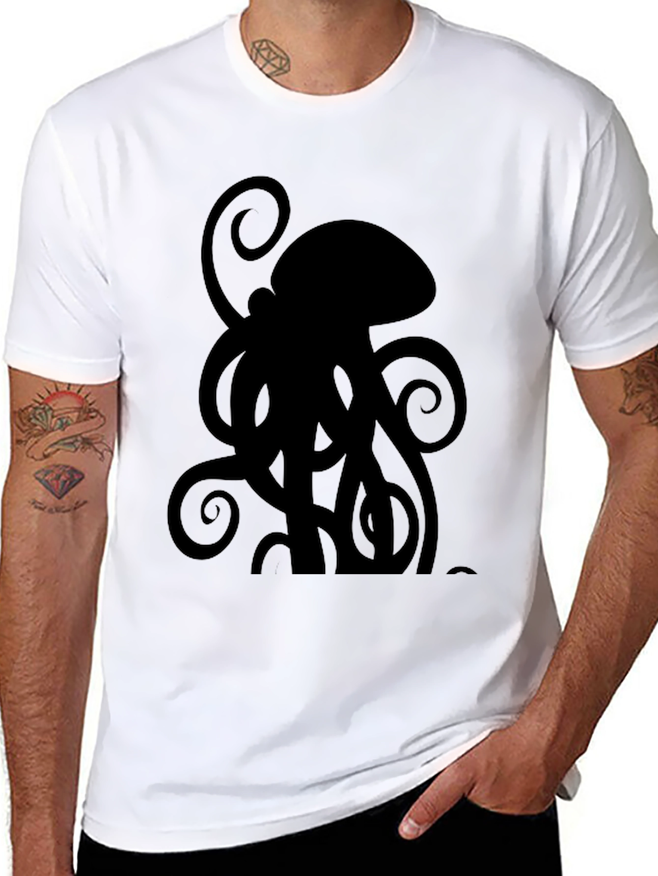 Black Black Octopus Graphic Tee view 8
