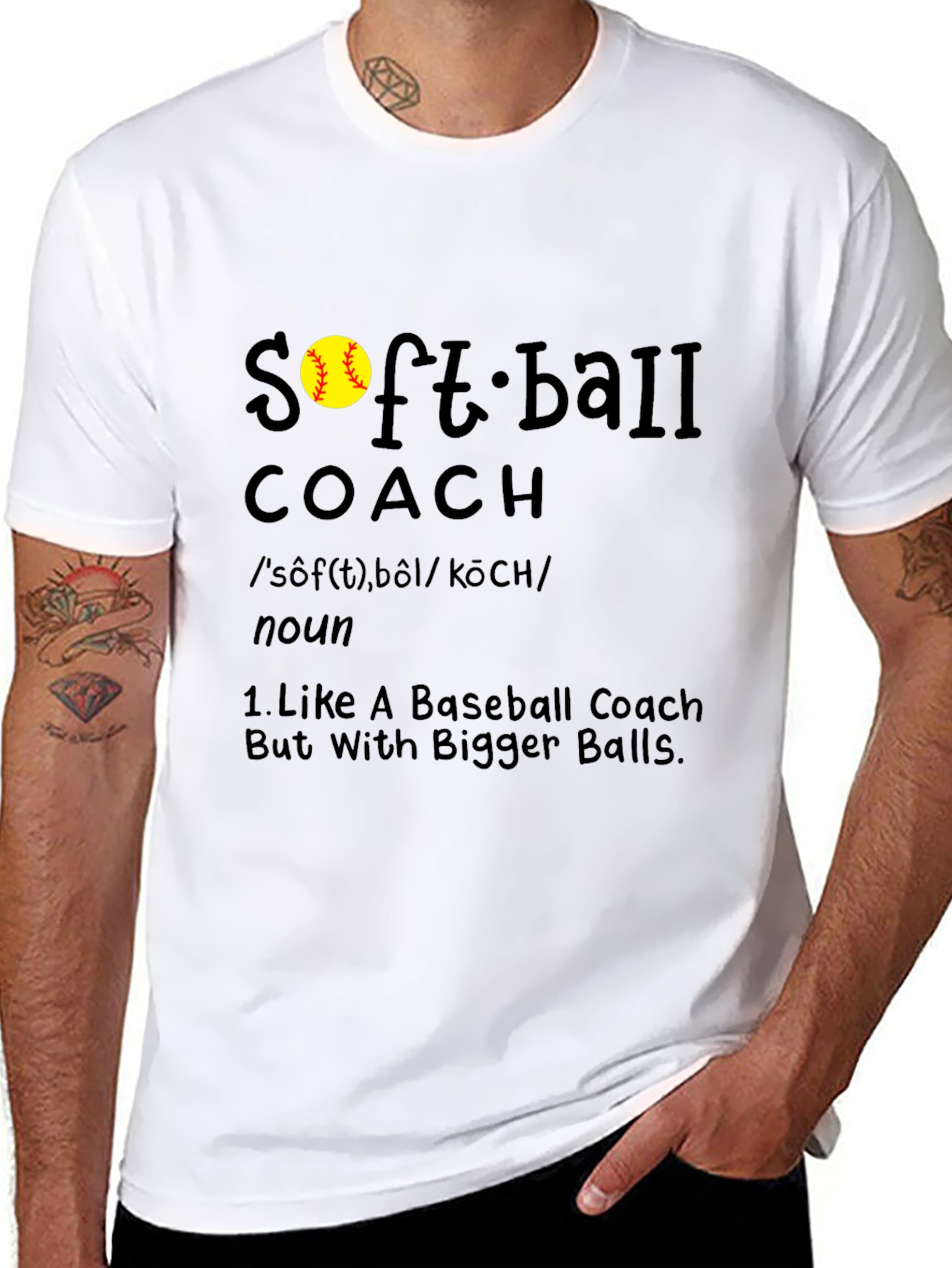 Black Softball Coach T-Shirt - Bigger Balls Humor Tee view 8