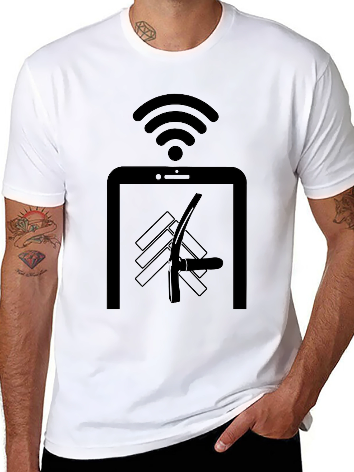 Black Novelty Black T-Shirt: Digital Detox Humor view 8