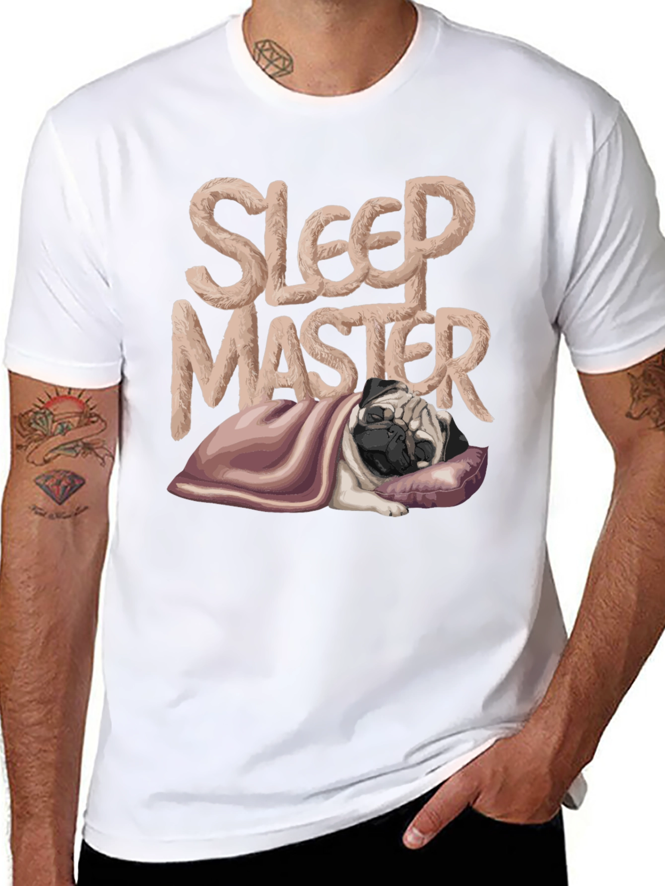 Black Sleep Master Pug T-Shirt - Comfy and Stylish view 8
