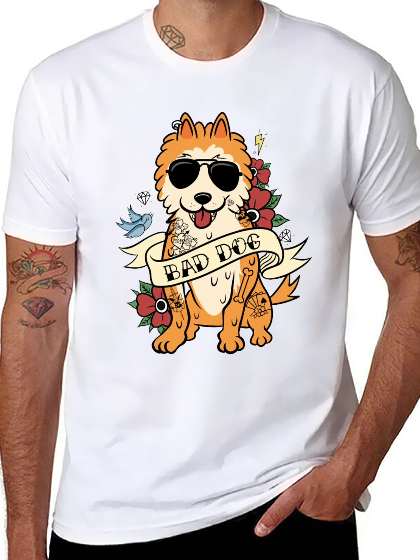 Bad Dog Tattoo T-Shirt: Cool Canine Style - 8