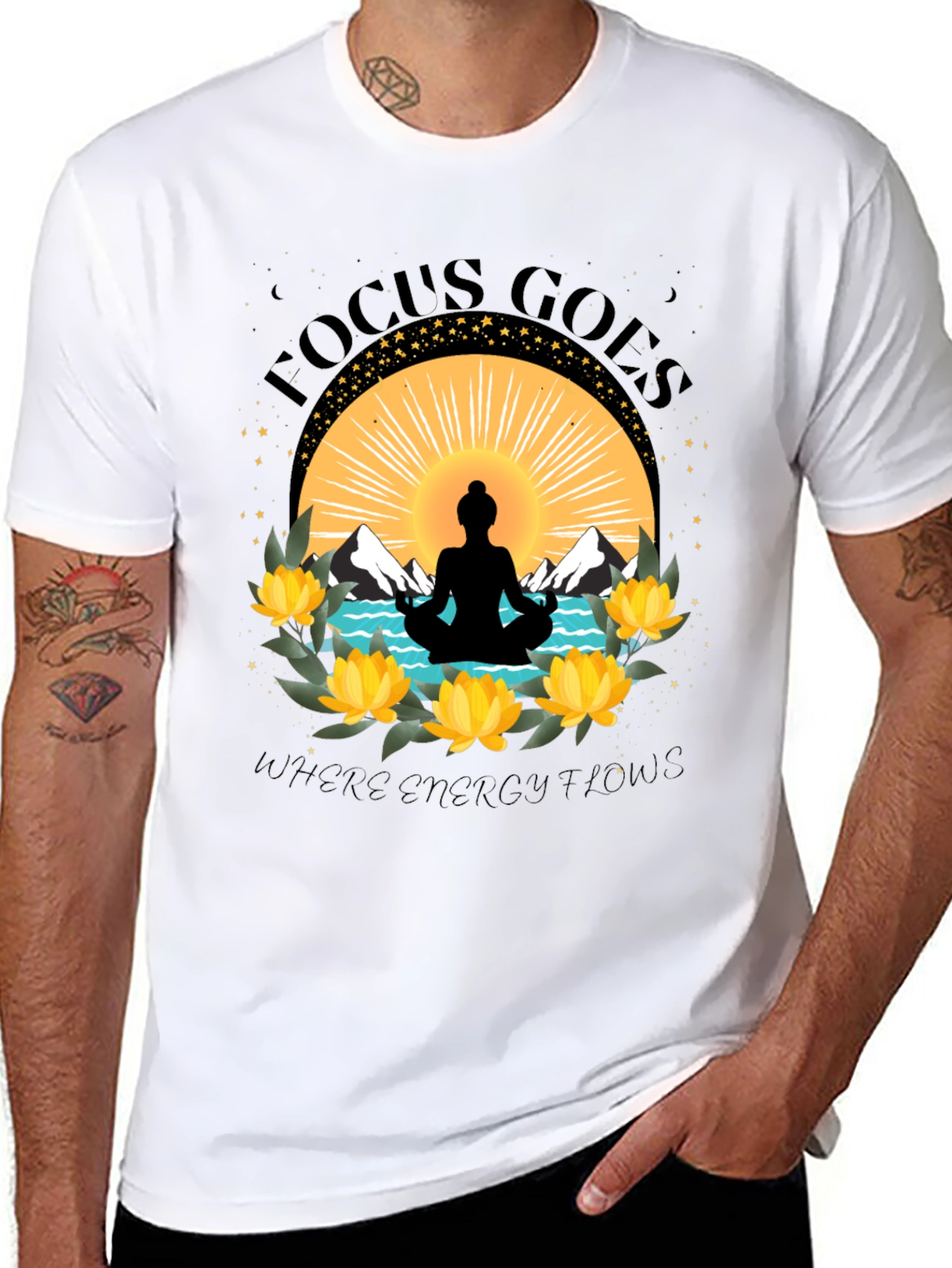 Focus Goes Where Energy Flows Yoga T-Shirt - 8