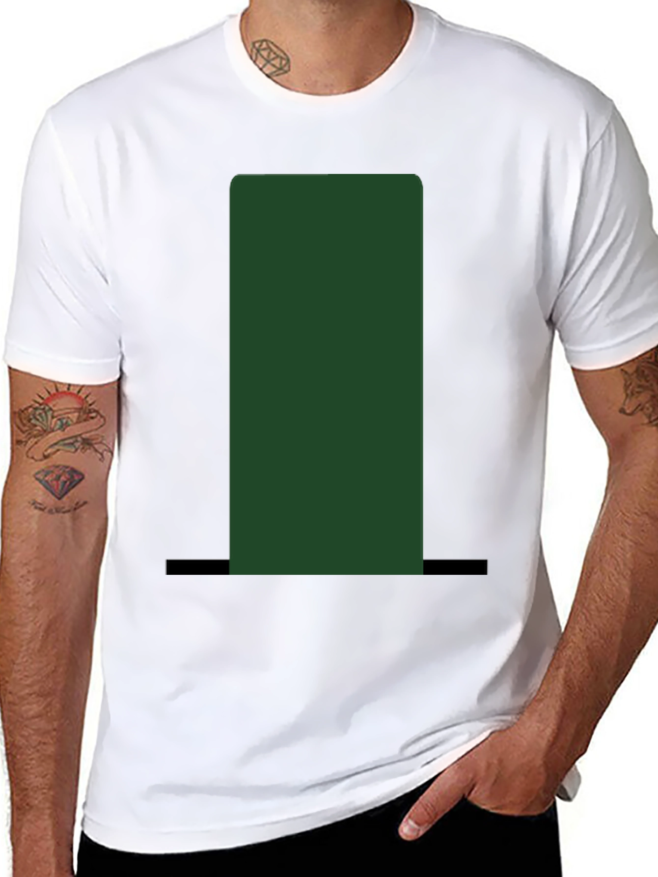 Black Green Top Hat Graphic Tee - Unisex view 8