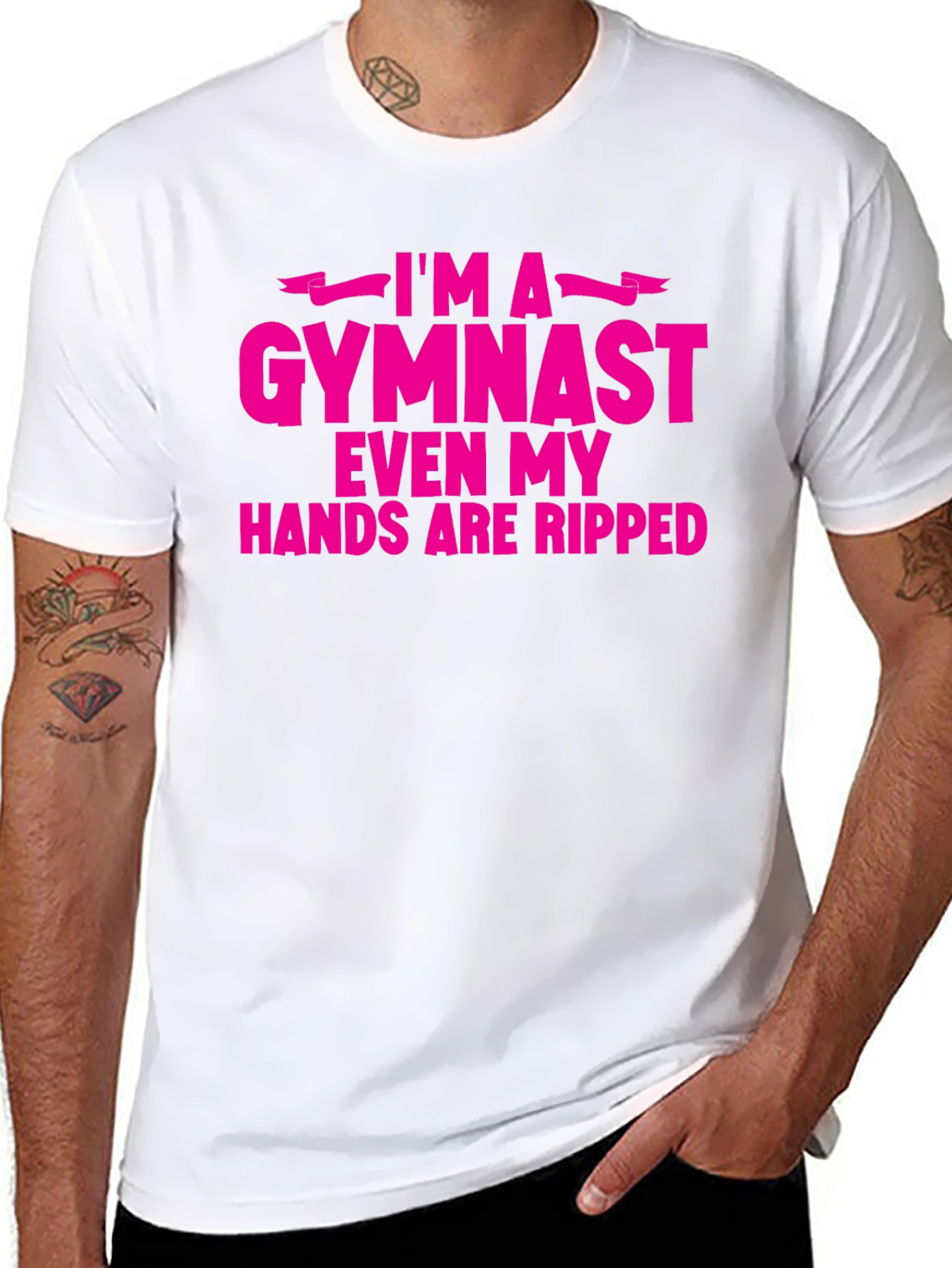 Black I'm A Gymnast Funny Ripped Hands T-Shirt view 8
