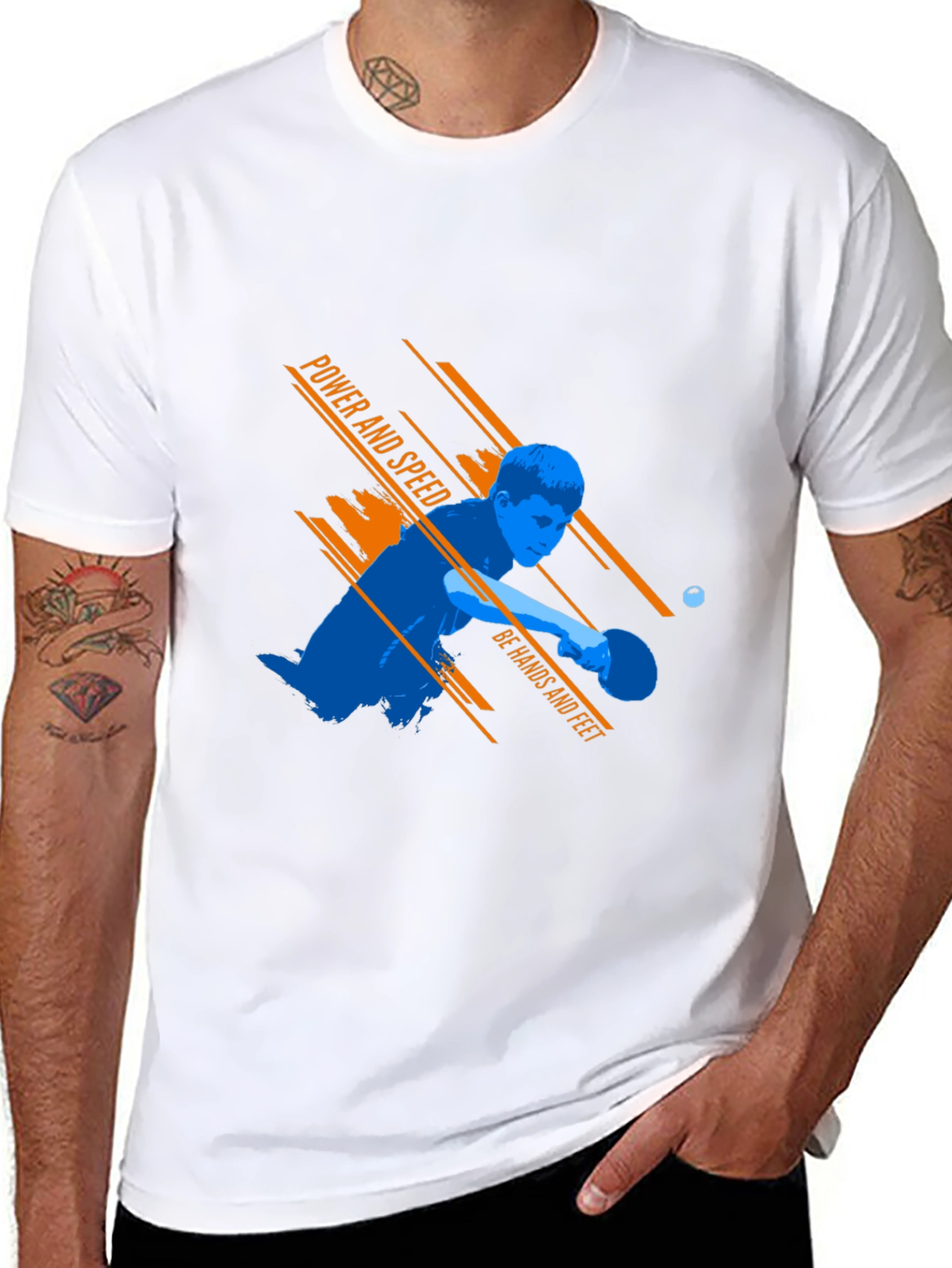 Black Power & Speed Table Tennis Graphic Tee view 8