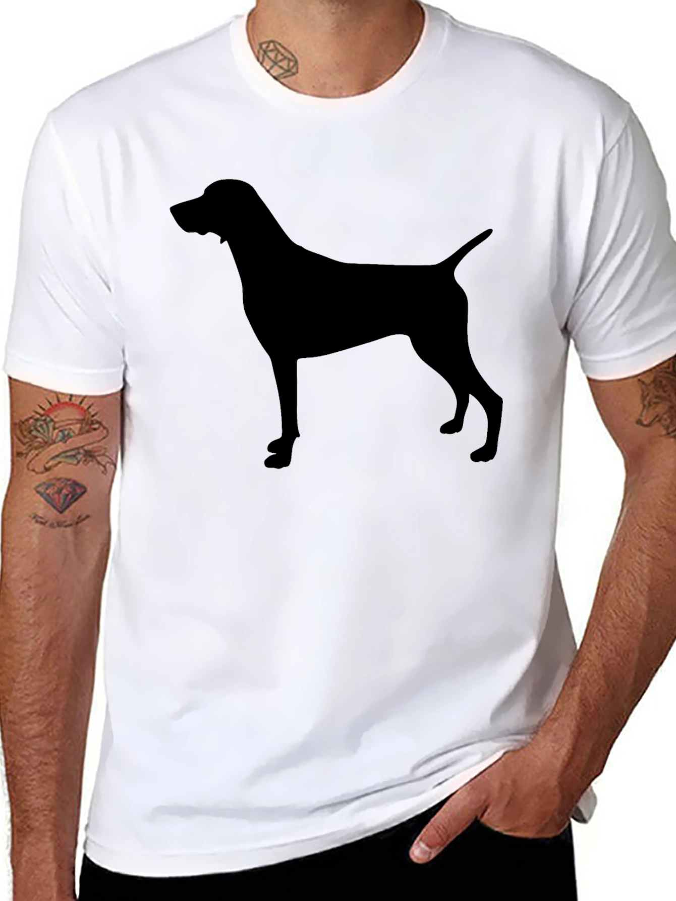 Men's Black Dog Silhouette T-Shirt - 8