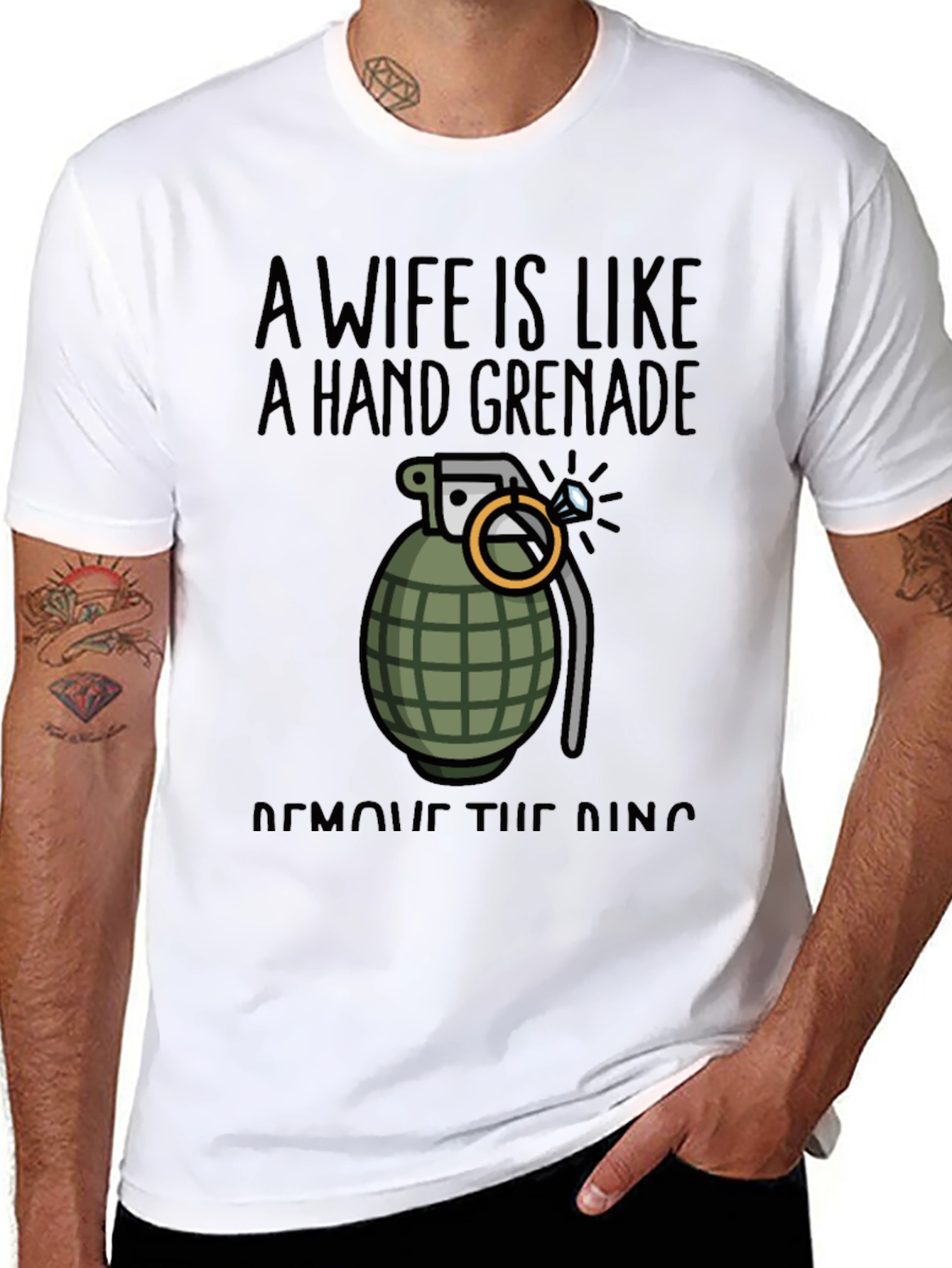 Black Wife Hand Grenade Graphic Tee - Funny T-Shirt view 8