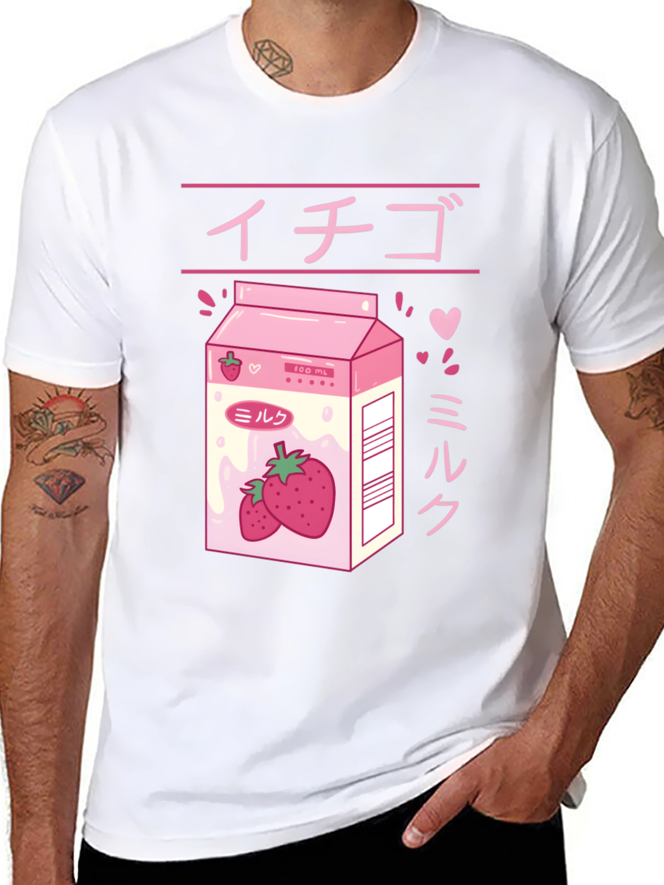 Black Strawberry Milk Anime Graphic Tee view 8