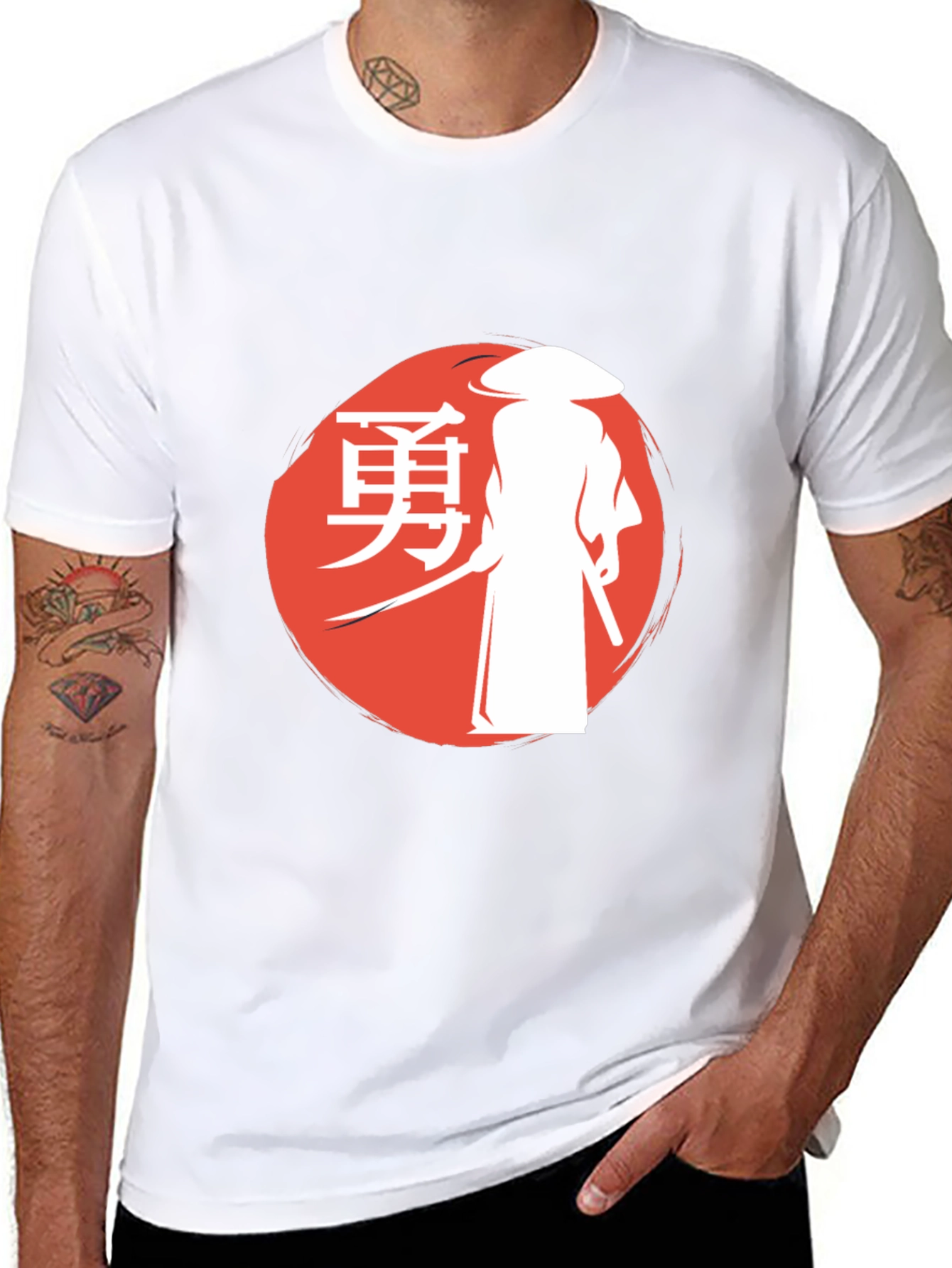 Black Samurai Graphic T-Shirt - Warrior Spirit Design view 8