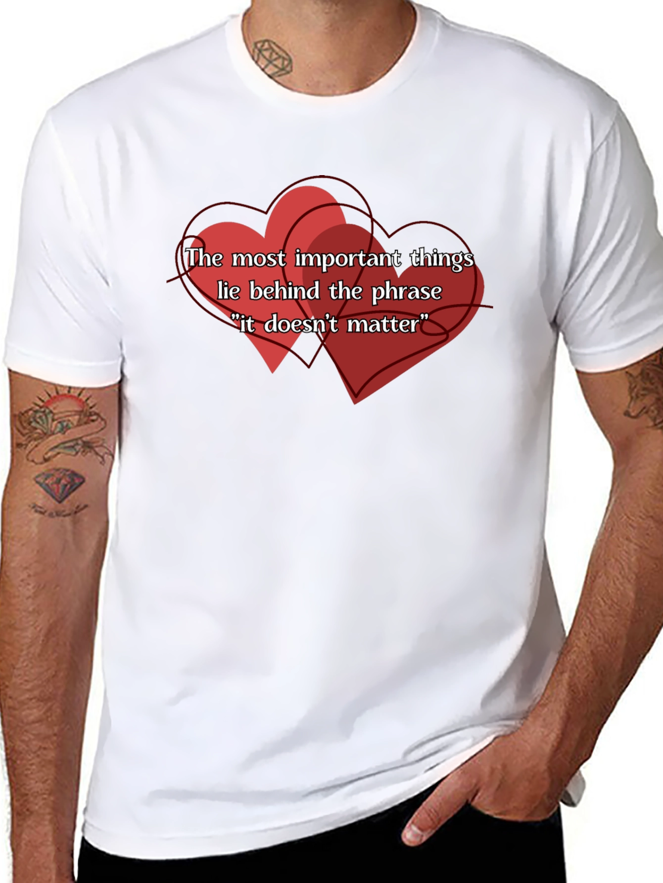 Black Important Things Tee - Heart Design view 8