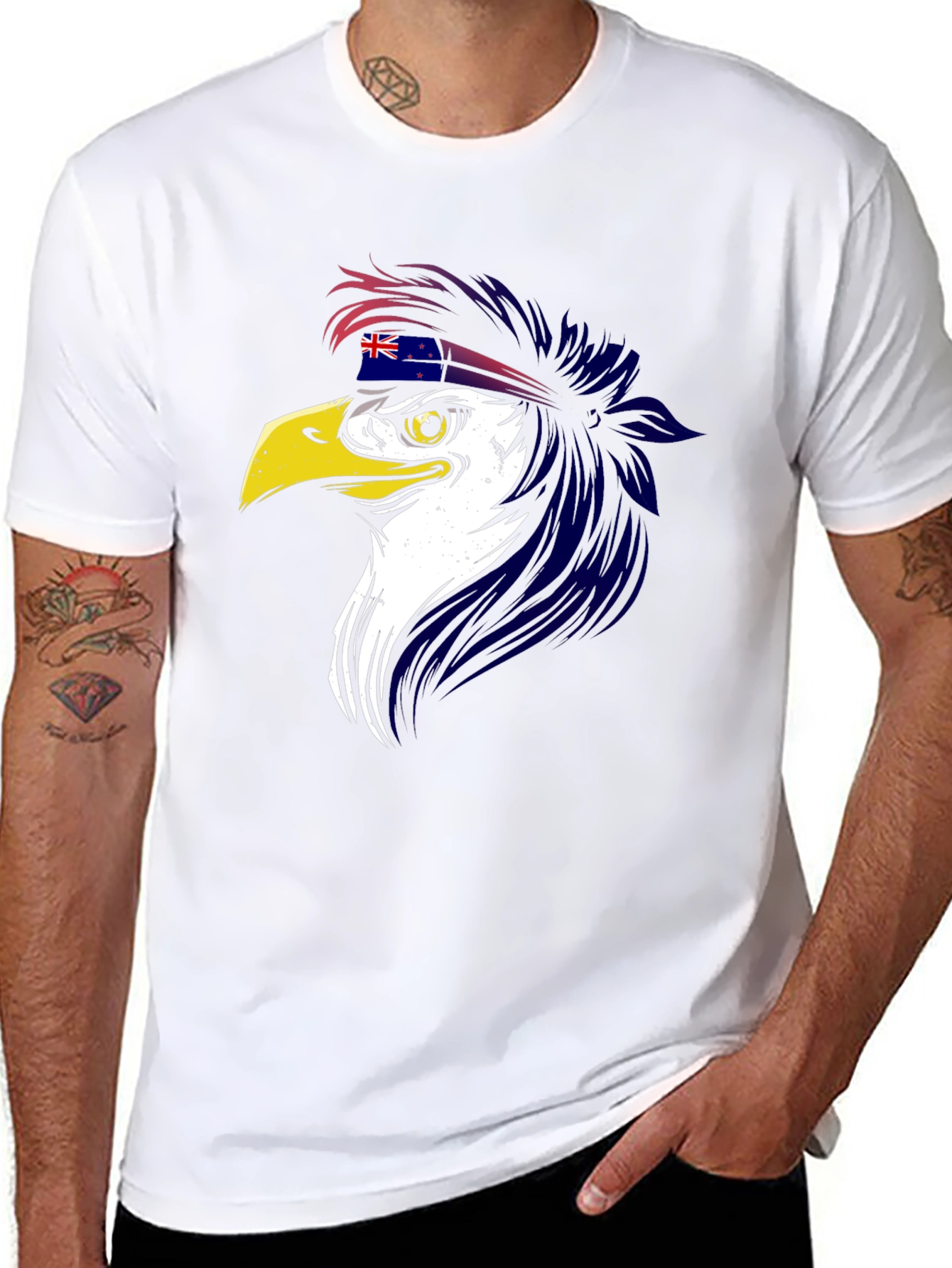 Eagle with New Zealand Flag Headband T-Shirt - 8