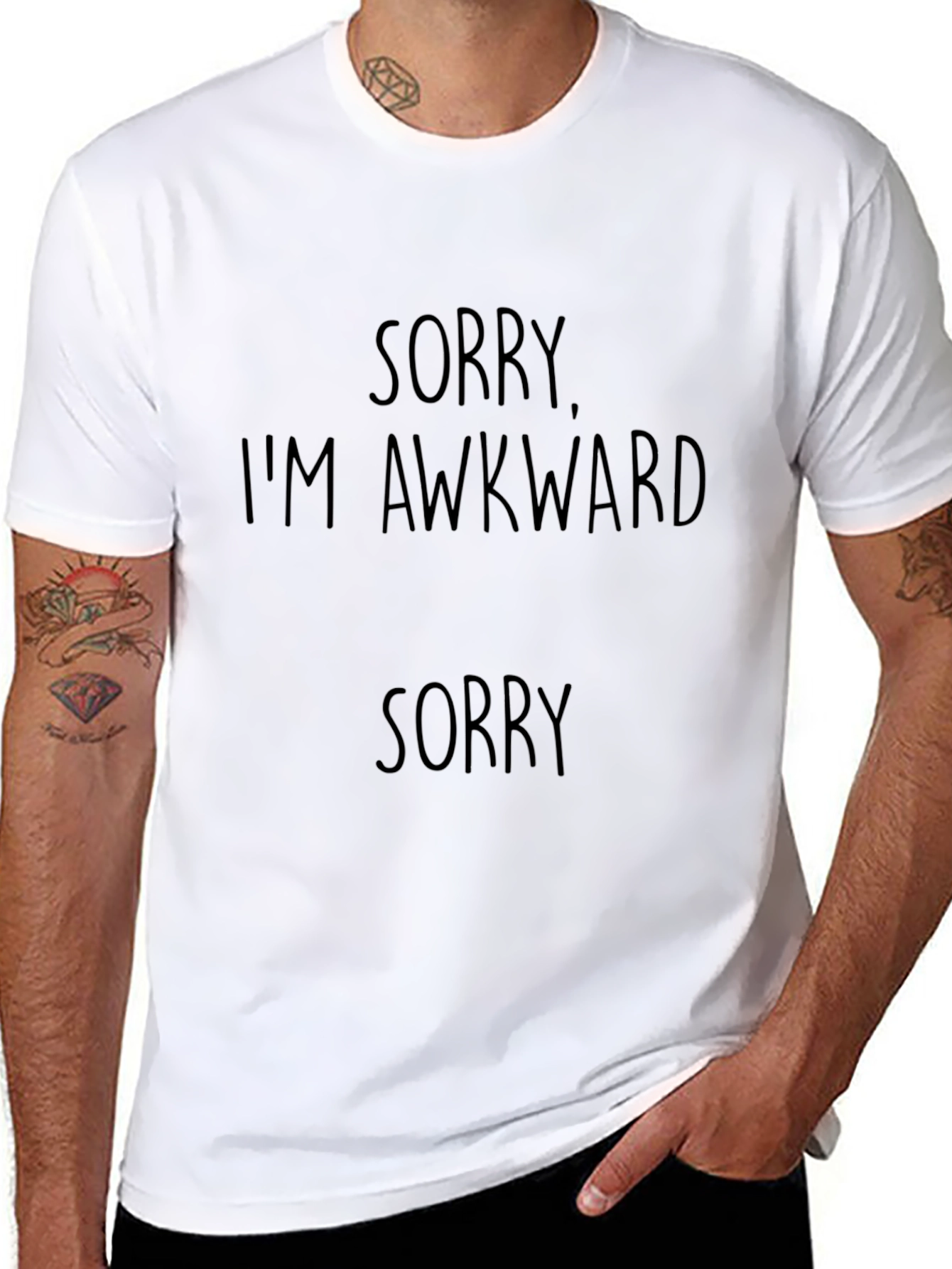 Black Awkward Sorry T-Shirt - Soft Cotton Blend view 8